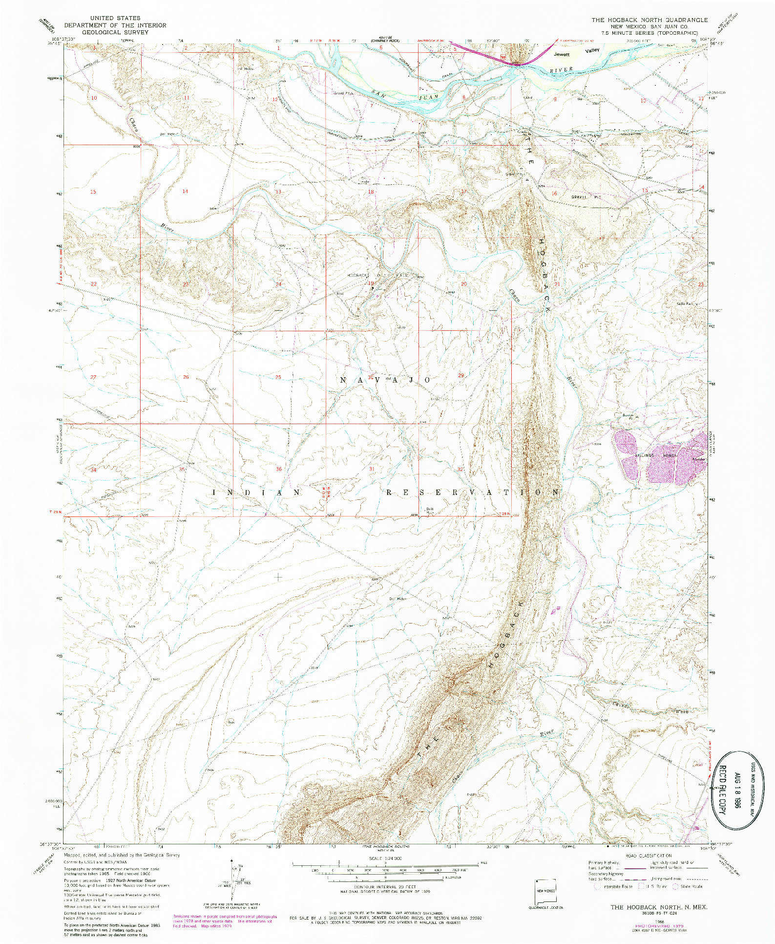 USGS 1:24000-SCALE QUADRANGLE FOR THE HOGBACK NORTH, NM 1966