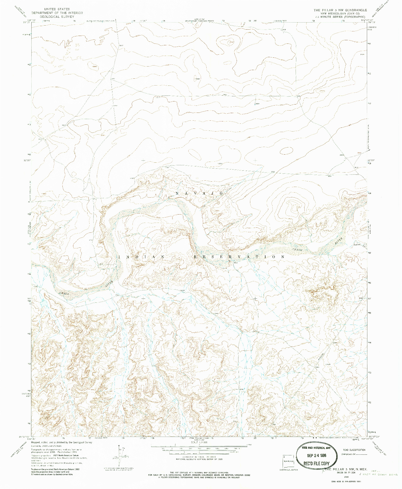 USGS 1:24000-SCALE QUADRANGLE FOR THE PILLAR 3 NE, NM 1966
