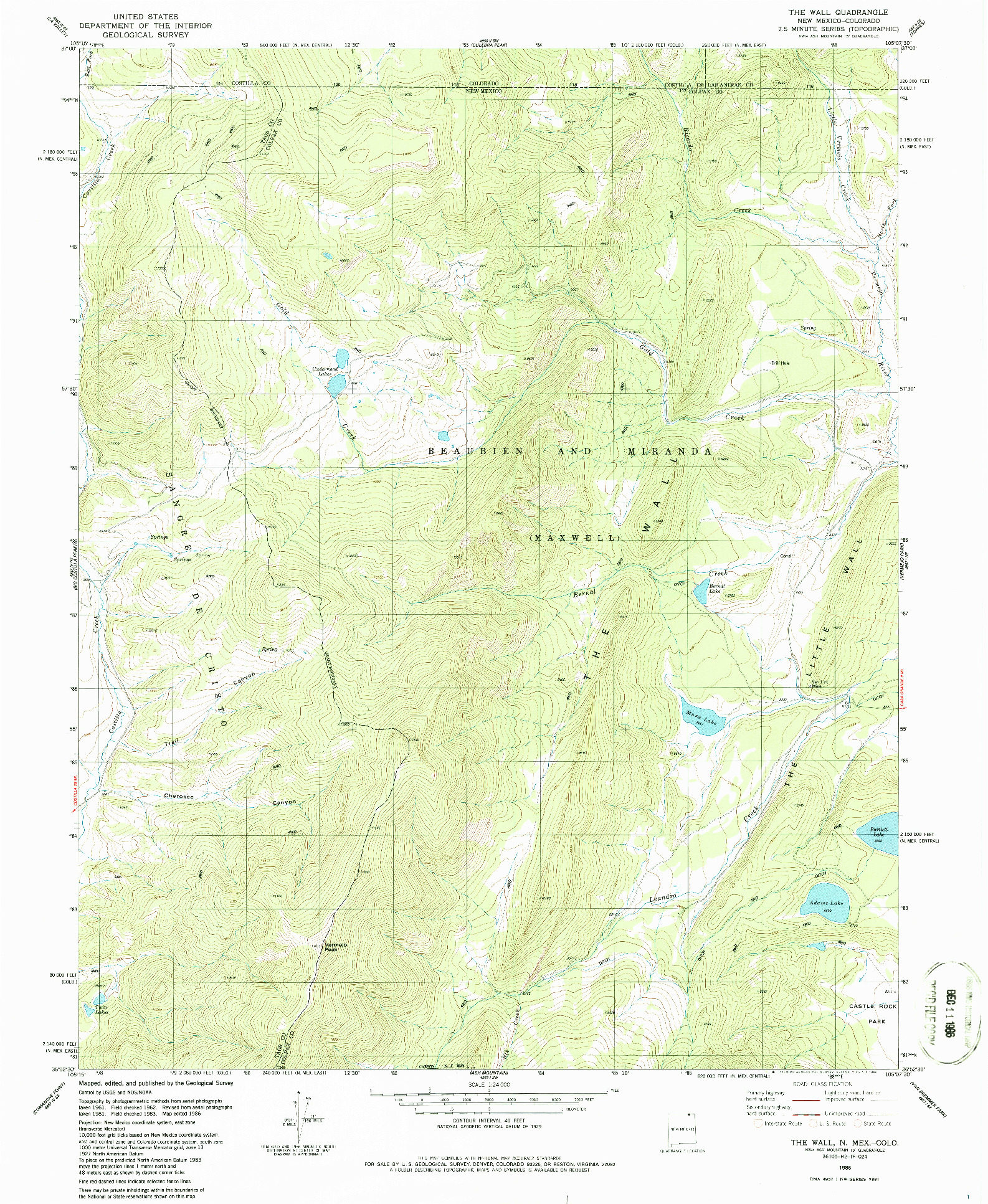 USGS 1:24000-SCALE QUADRANGLE FOR THE WALL, NM 1986