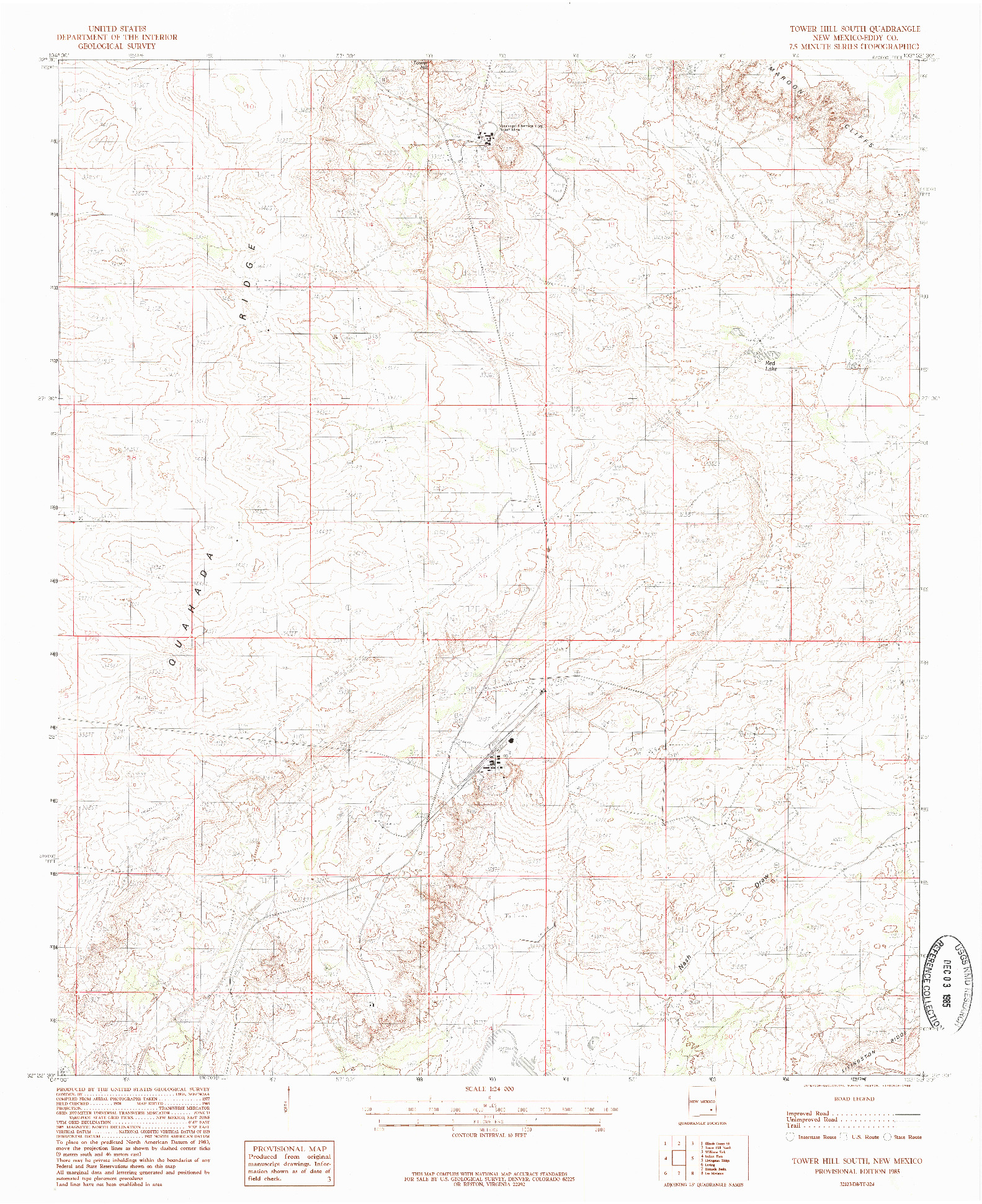 USGS 1:24000-SCALE QUADRANGLE FOR TOWER HILL SOUTH, NM 1985