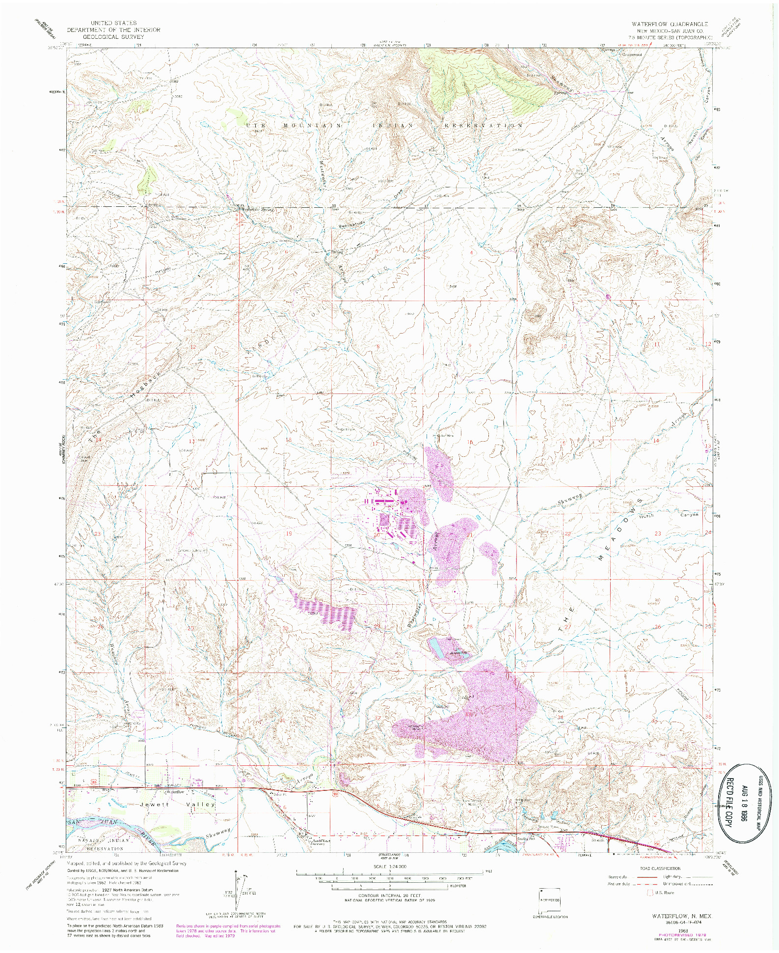 USGS 1:24000-SCALE QUADRANGLE FOR WATERFLOW, NM 1963