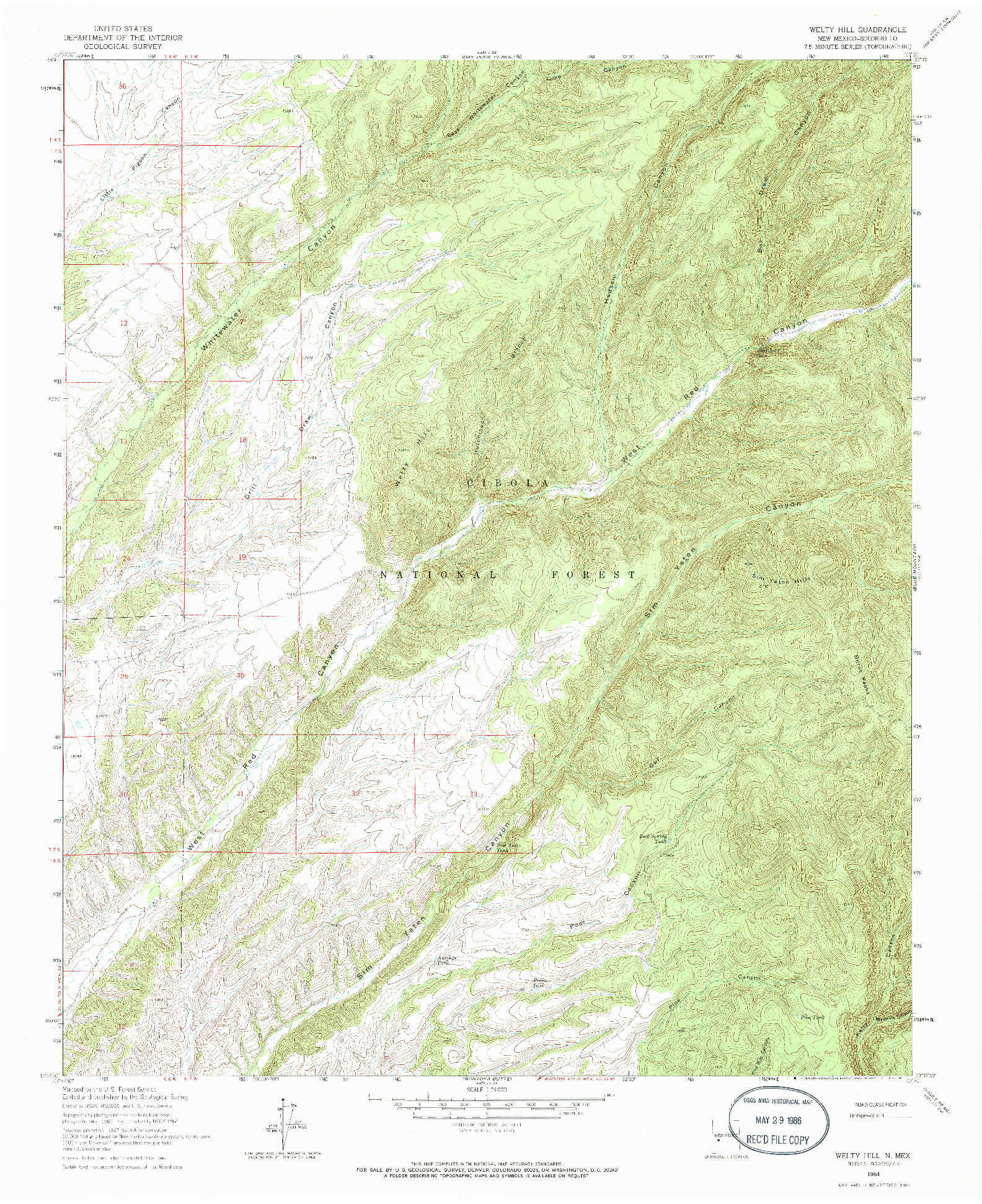 USGS 1:24000-SCALE QUADRANGLE FOR WELTY HILL, NM 1964