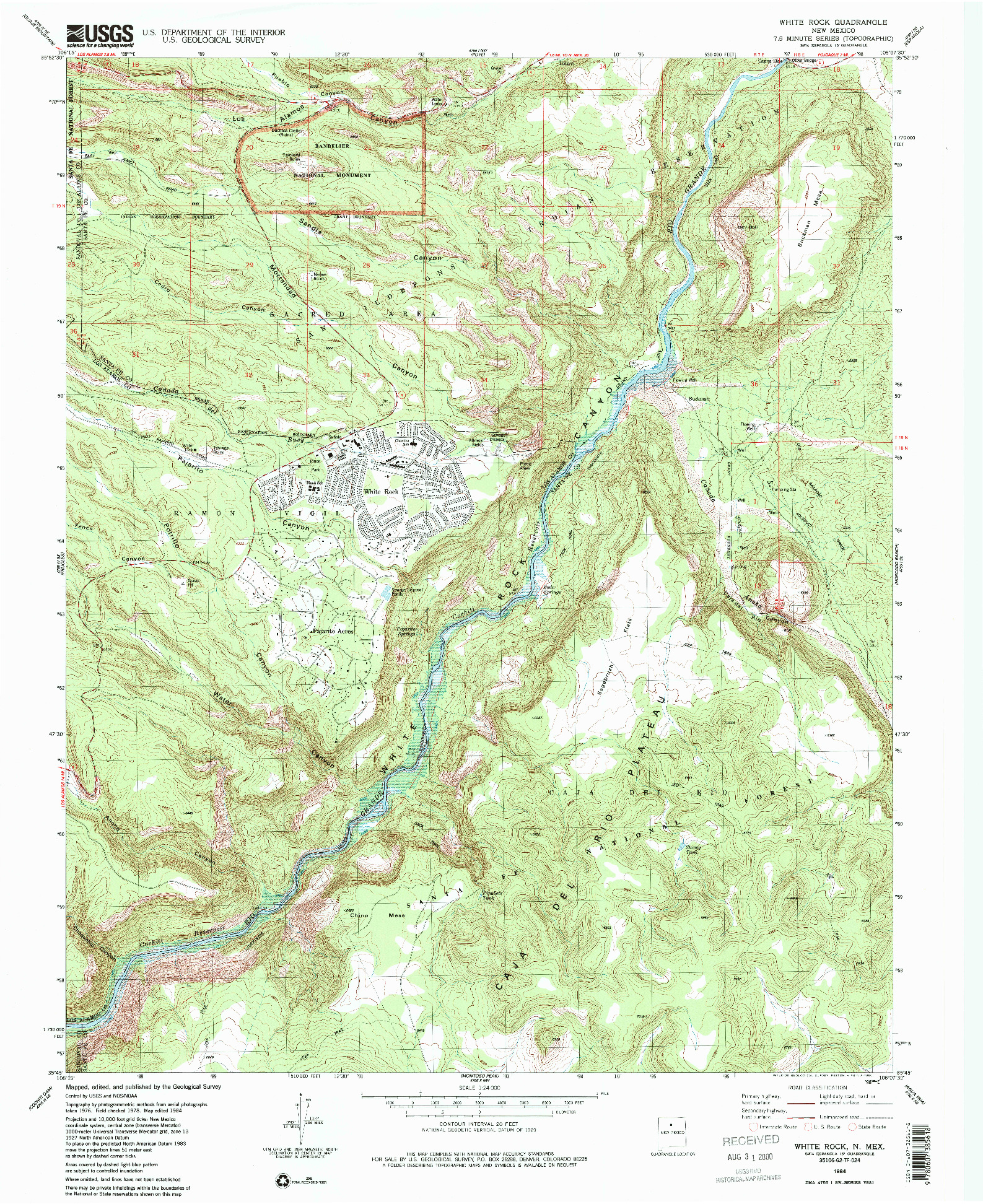 USGS 1:24000-SCALE QUADRANGLE FOR WHITE ROCK, NM 1984