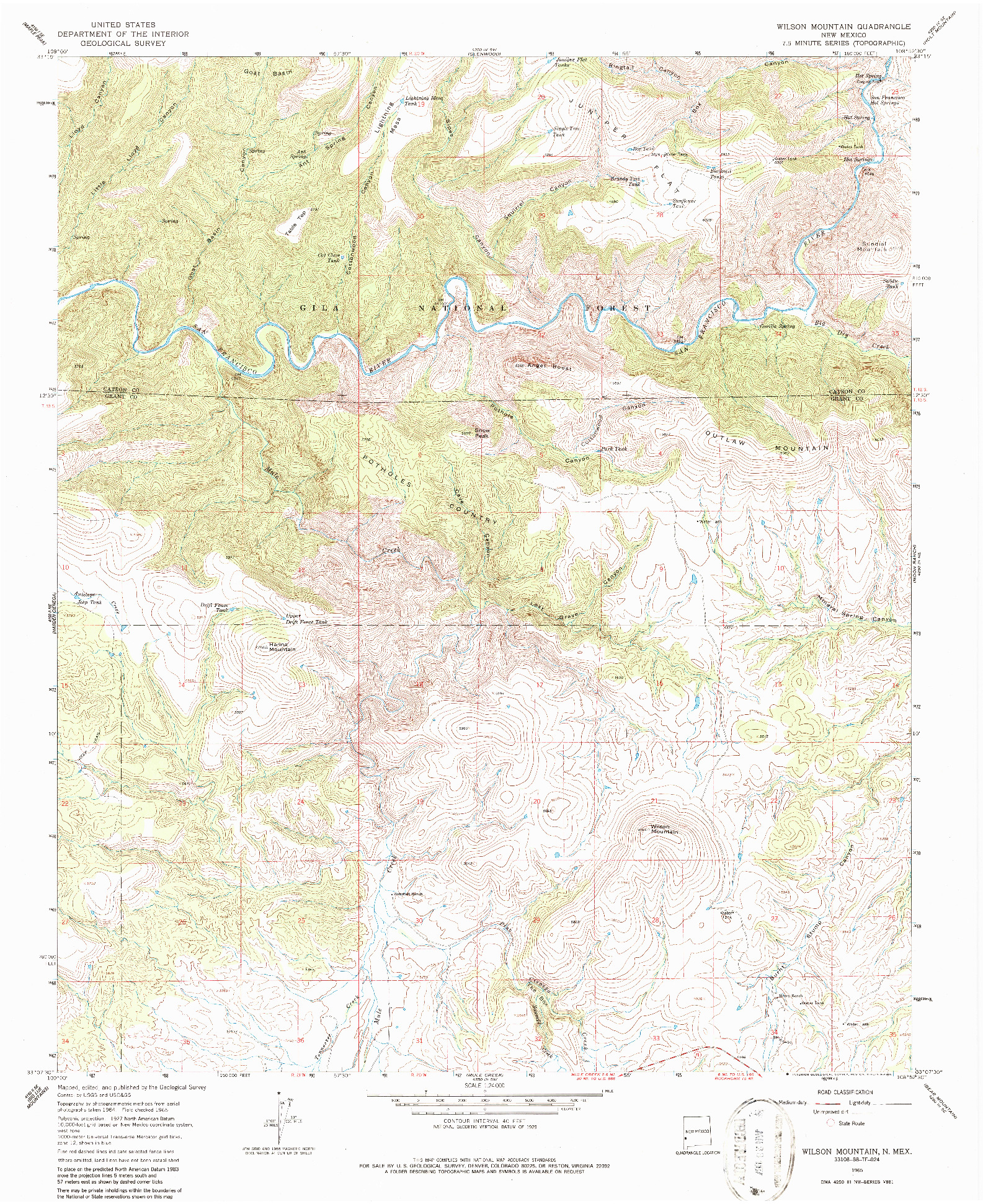 USGS 1:24000-SCALE QUADRANGLE FOR WILSON MOUNTAIN, NM 1965