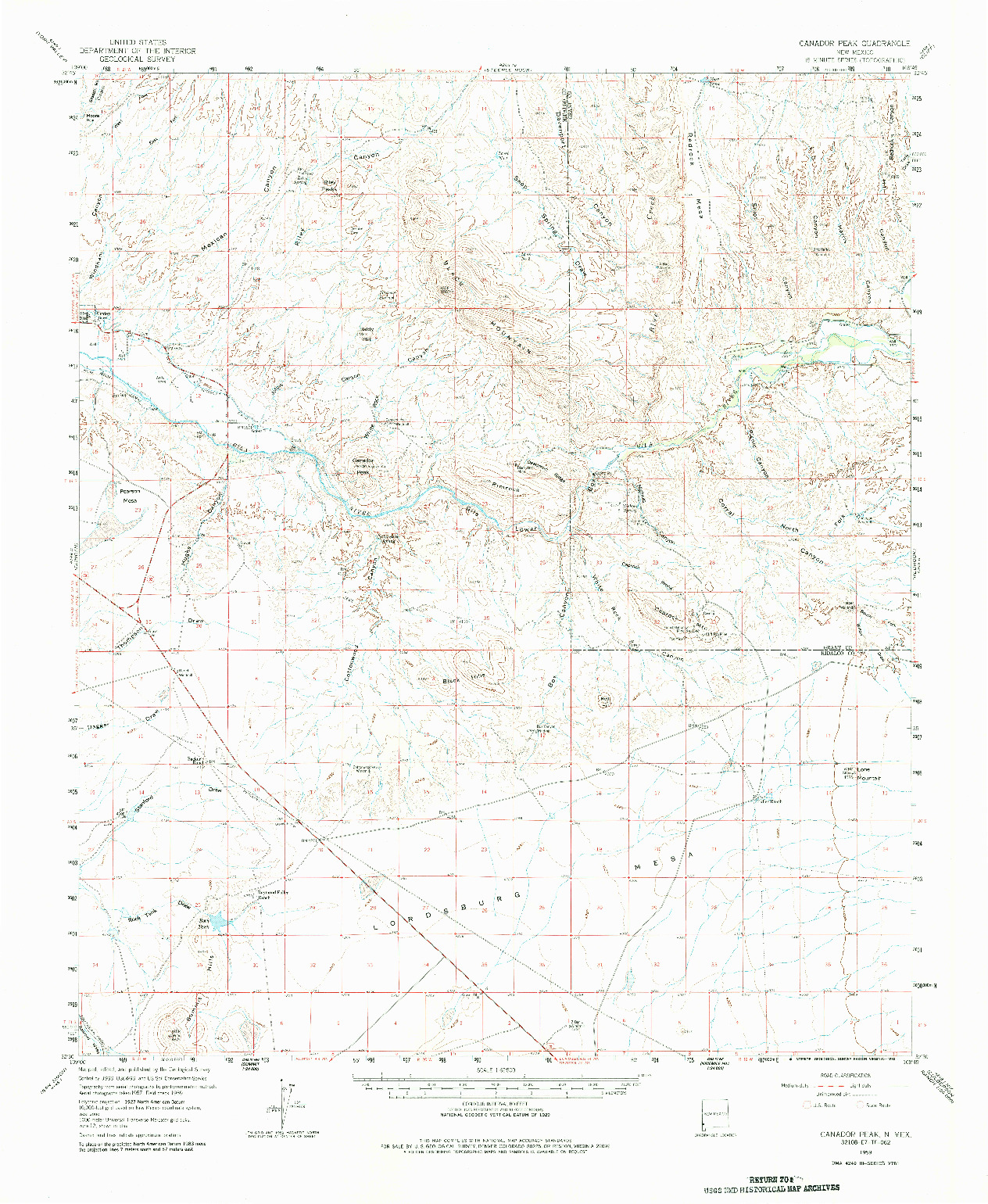 USGS 1:62500-SCALE QUADRANGLE FOR CANADOR PEAK, NM 1959