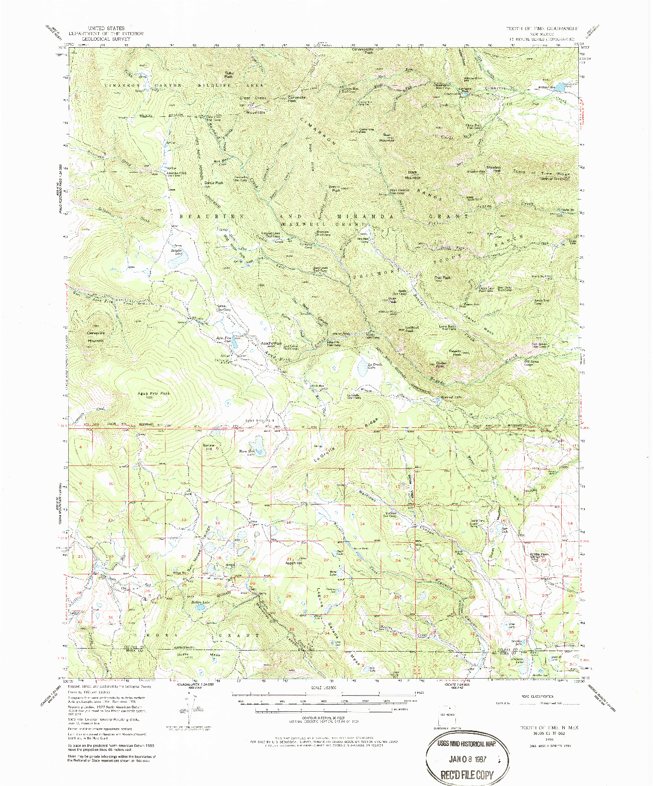 USGS 1:62500-SCALE QUADRANGLE FOR TOOTH OF TIME, NM 1956