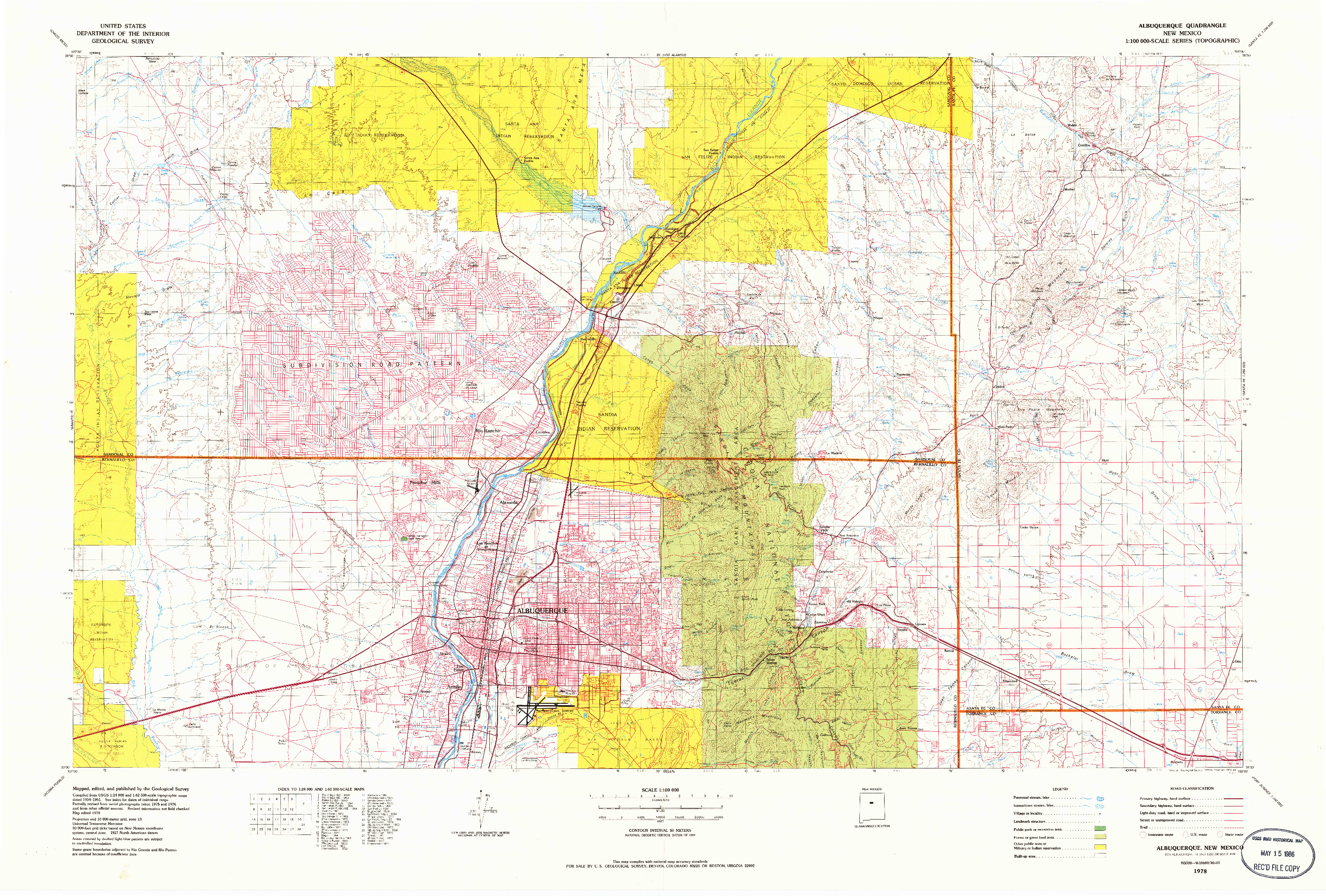 USGS 1:100000-SCALE QUADRANGLE FOR ALBUQUERQUE, NM 1978