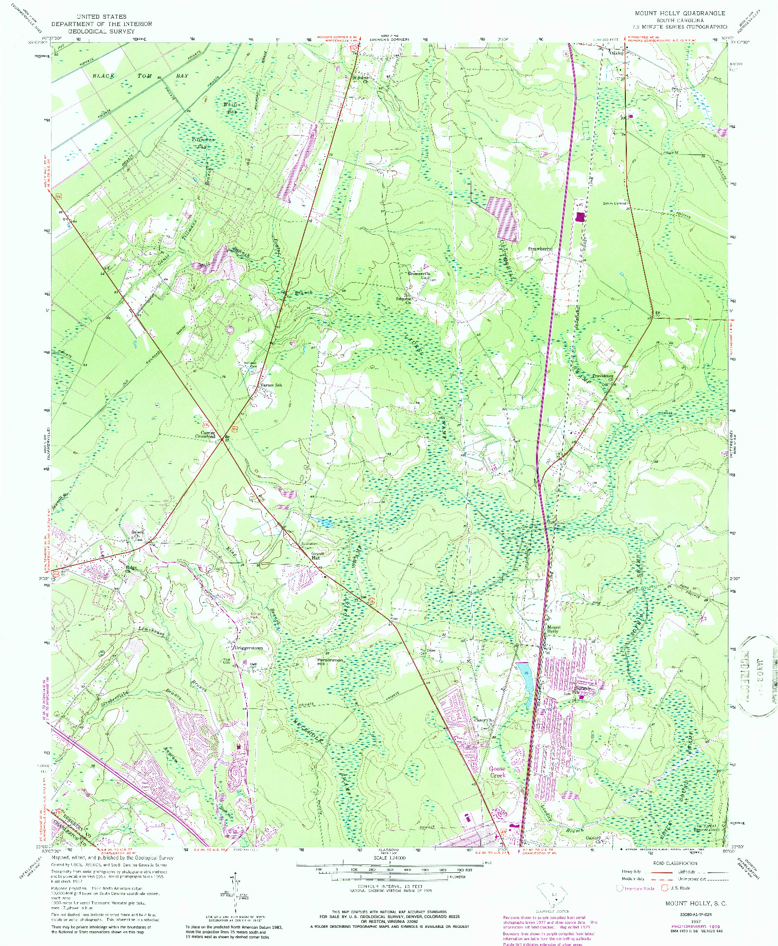USGS 1:24000-SCALE QUADRANGLE FOR MOUNT HOLLY, SC 1957