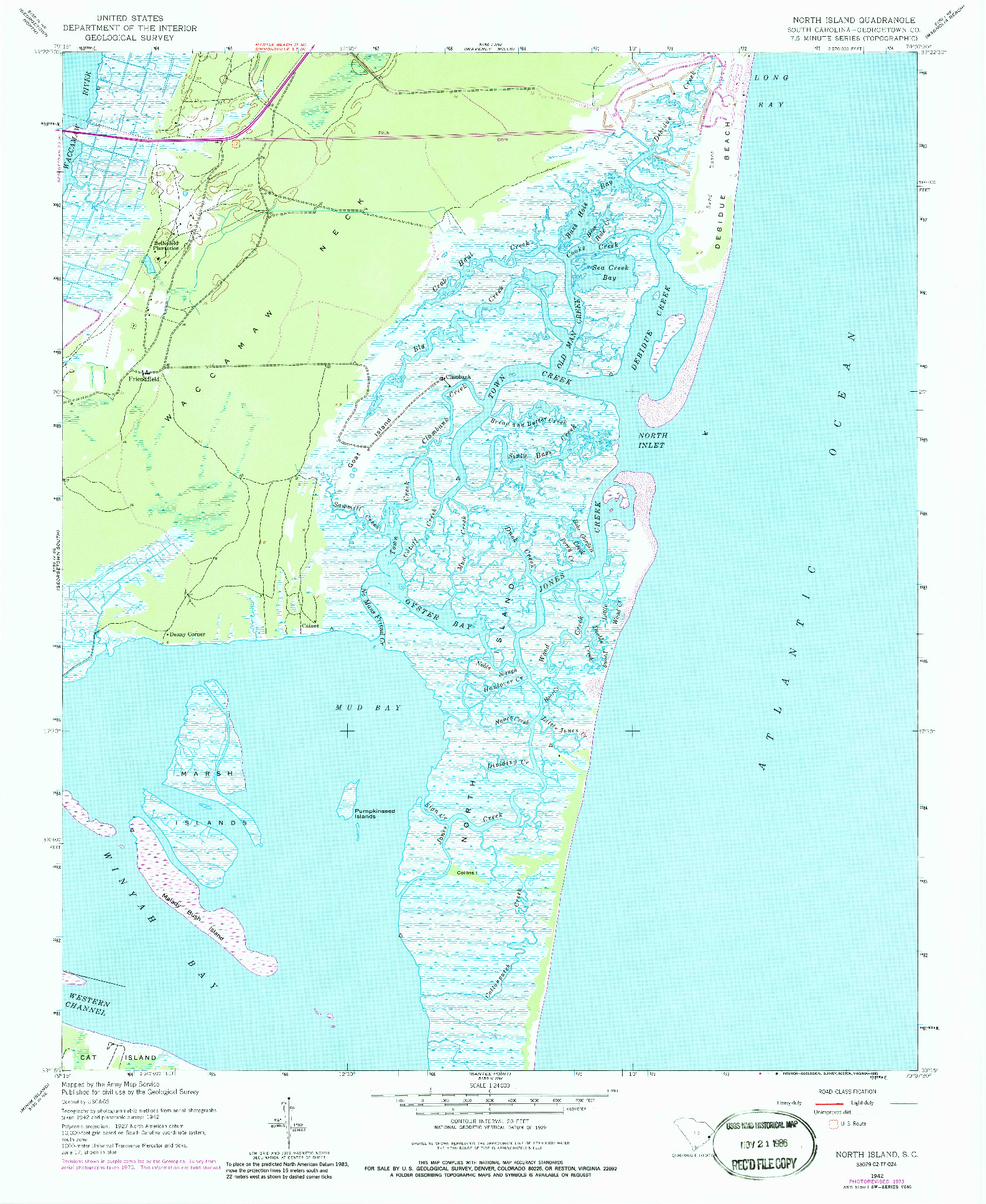 USGS 1:24000-SCALE QUADRANGLE FOR NORTH ISLAND, SC 1942