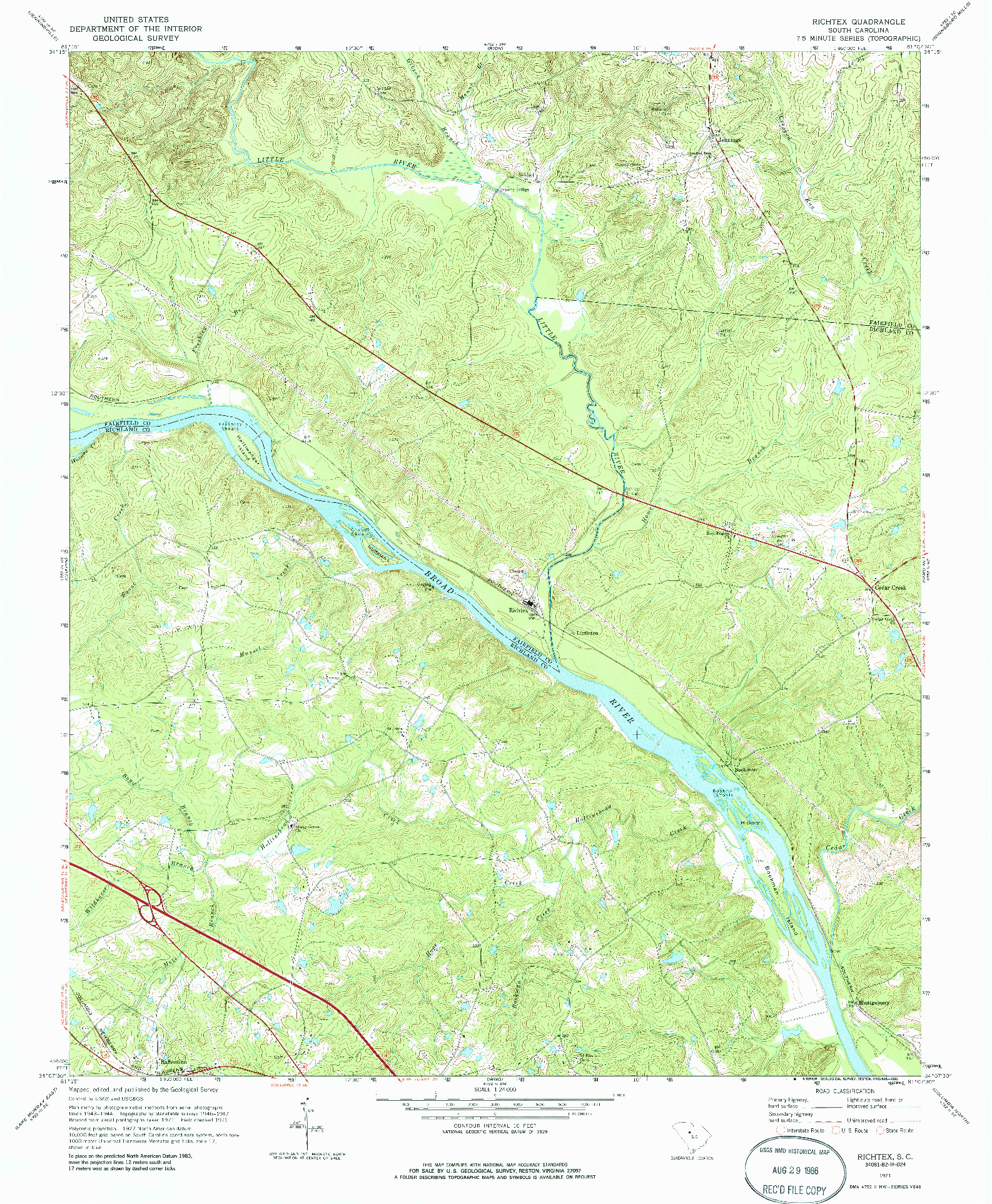 USGS 1:24000-SCALE QUADRANGLE FOR RICHTEX, SC 1971