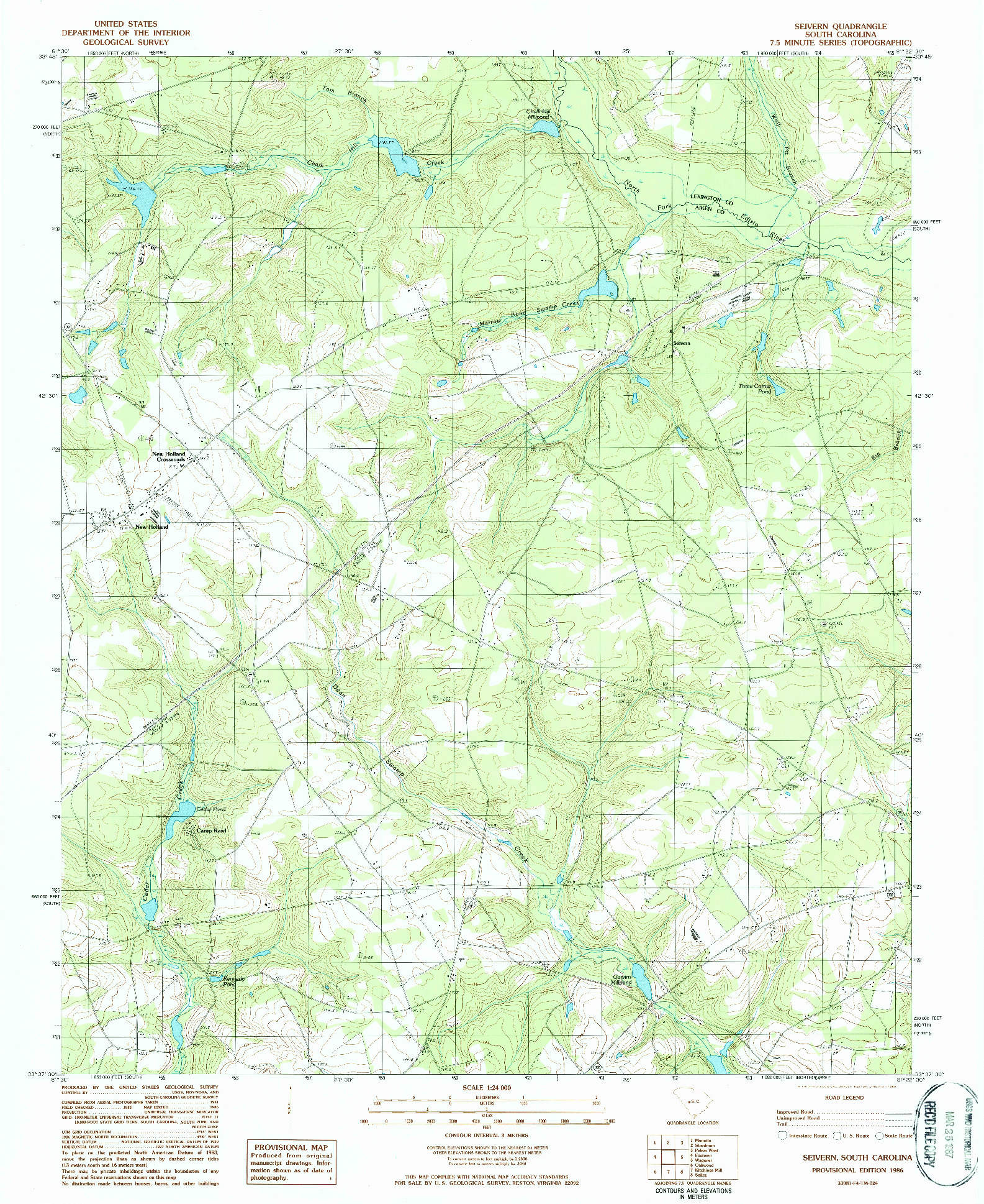 USGS 1:24000-SCALE QUADRANGLE FOR SEIVERN, SC 1986