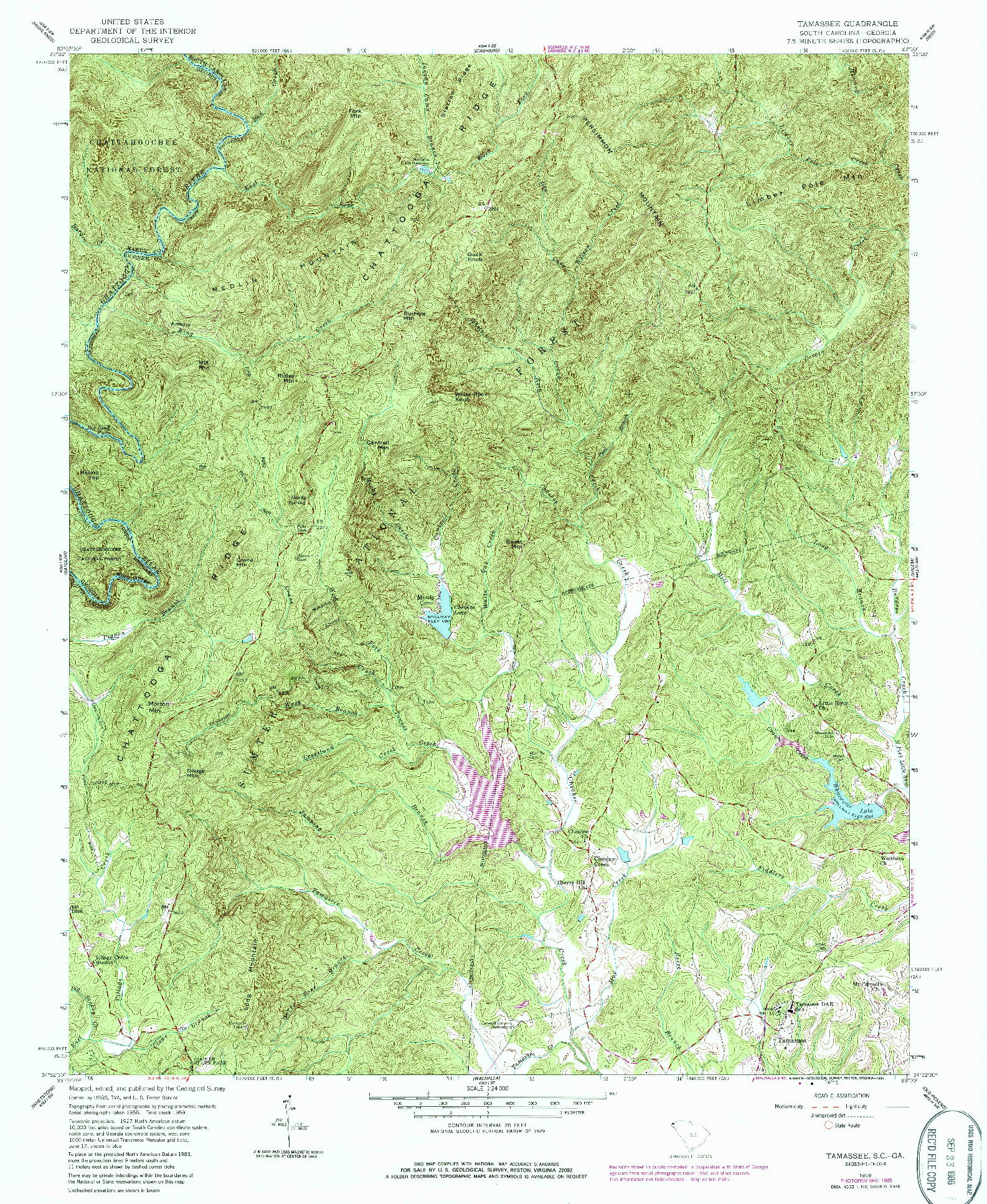 USGS 1:24000-SCALE QUADRANGLE FOR TAMASSEE, SC 1959