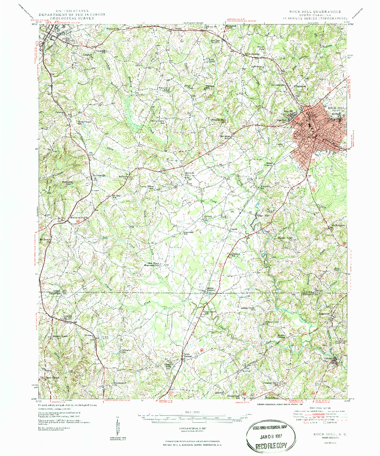 USGS 1:62500-SCALE QUADRANGLE FOR ROCK HILL, SC 1949