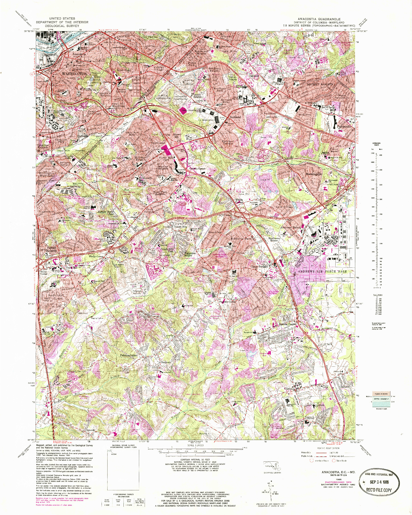 USGS 1:24000-SCALE QUADRANGLE FOR ANACOSTIA, DC 1965