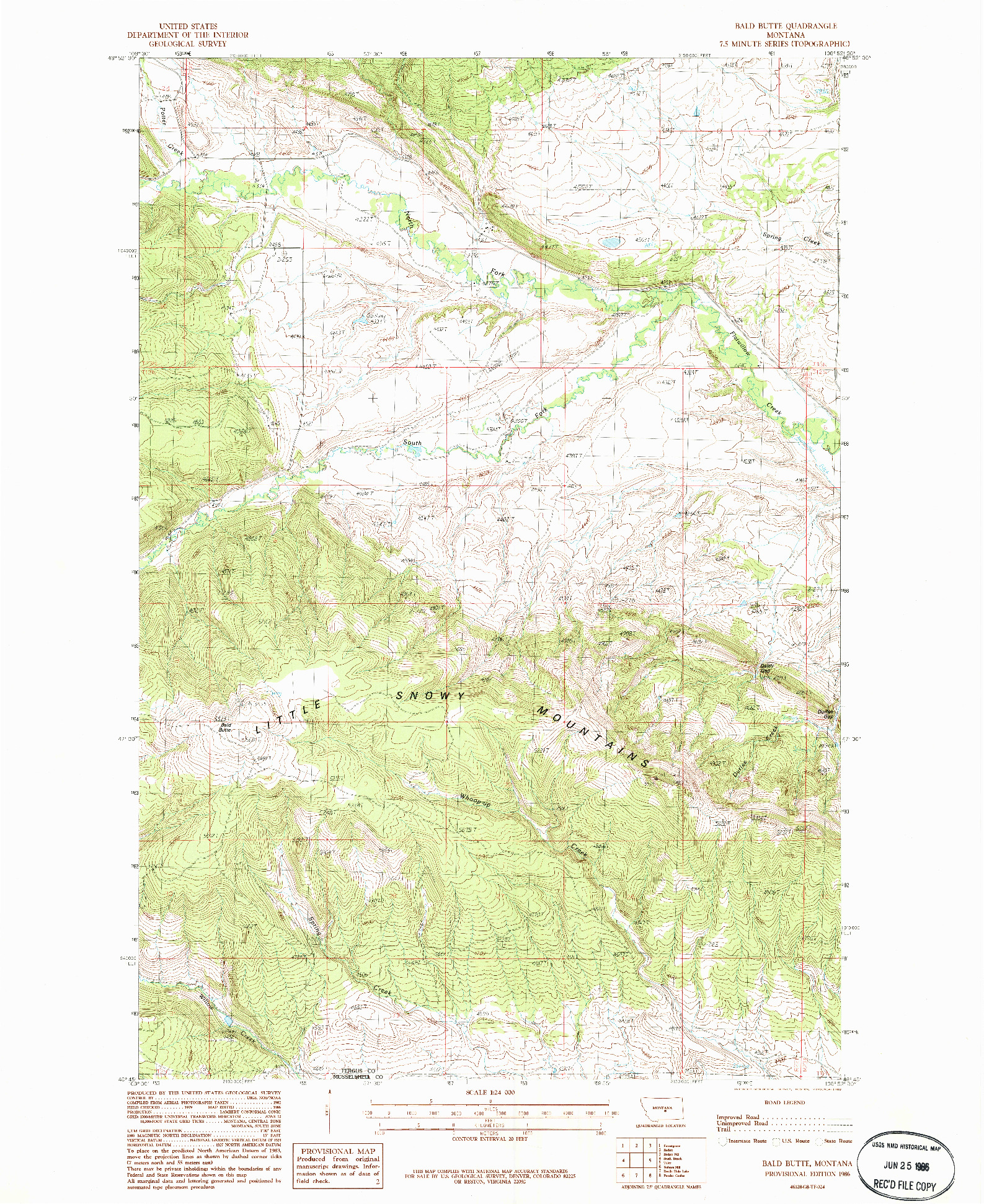 USGS 1:24000-SCALE QUADRANGLE FOR BALD BUTTE, MT 1986