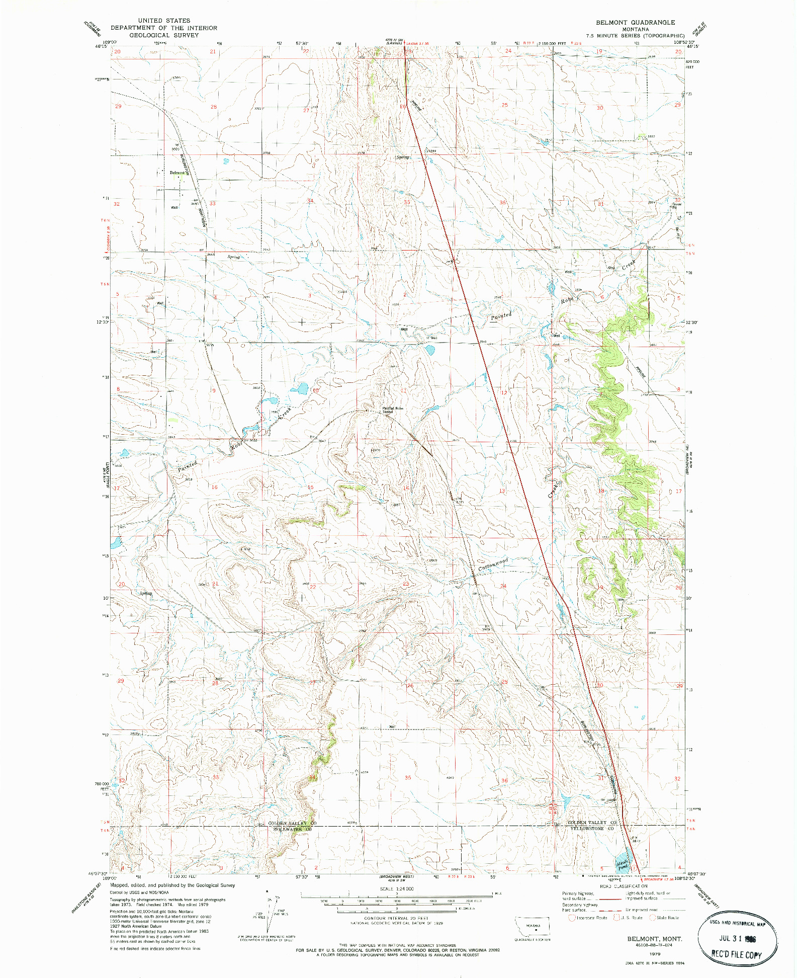 USGS 1:24000-SCALE QUADRANGLE FOR BELMONT, MT 1979
