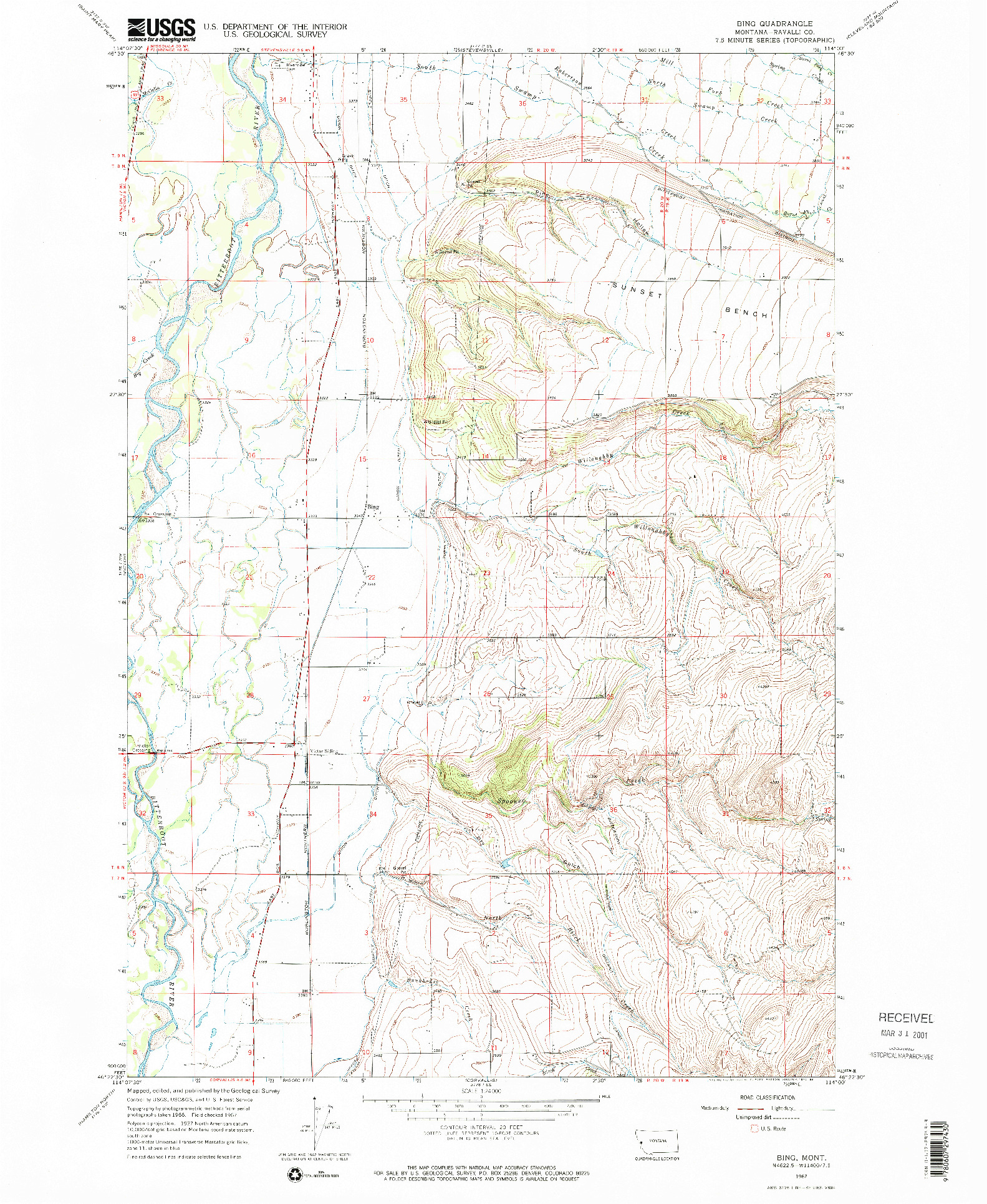 USGS 1:24000-SCALE QUADRANGLE FOR BING, MT 1967