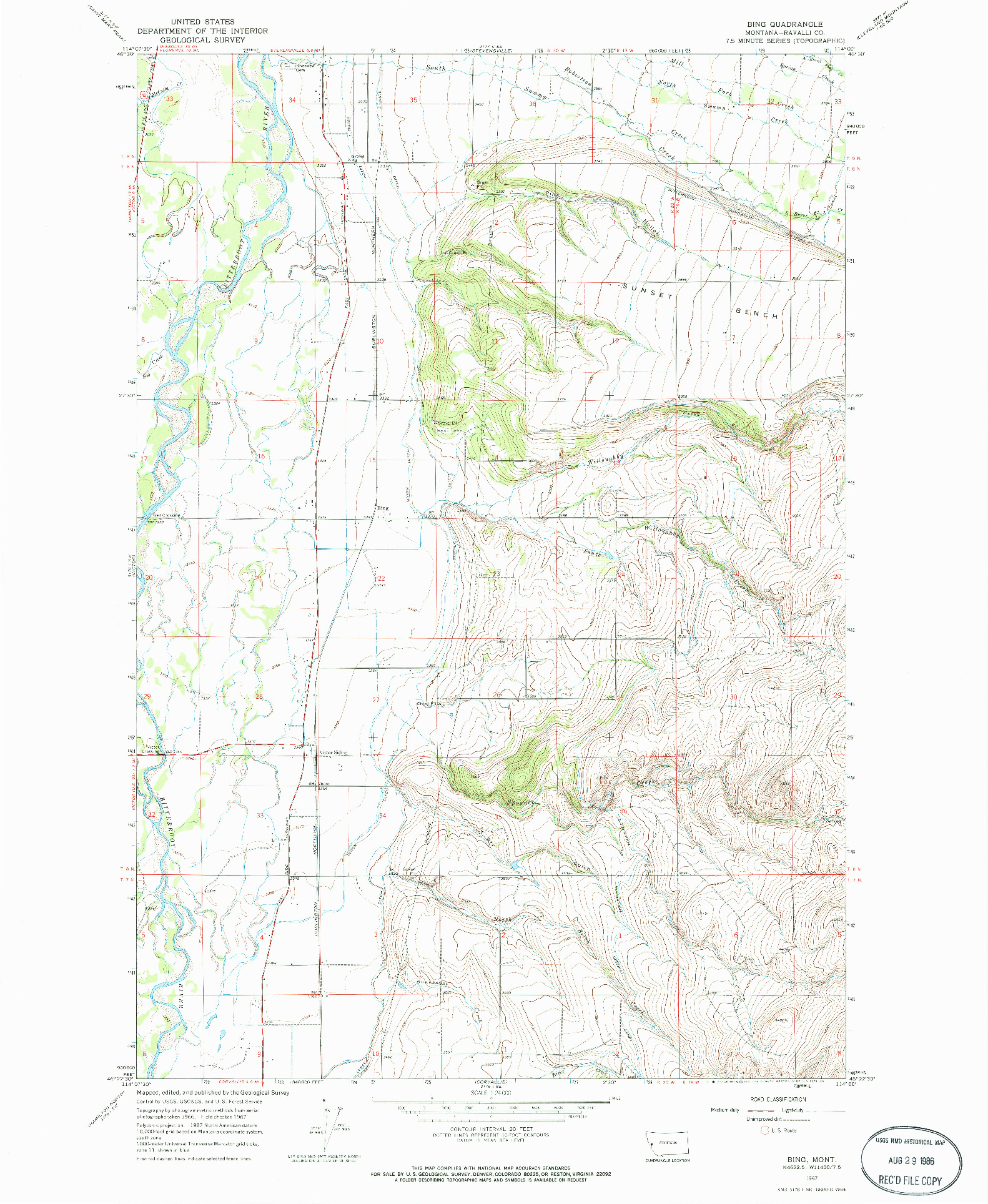 USGS 1:24000-SCALE QUADRANGLE FOR BING, MT 1967