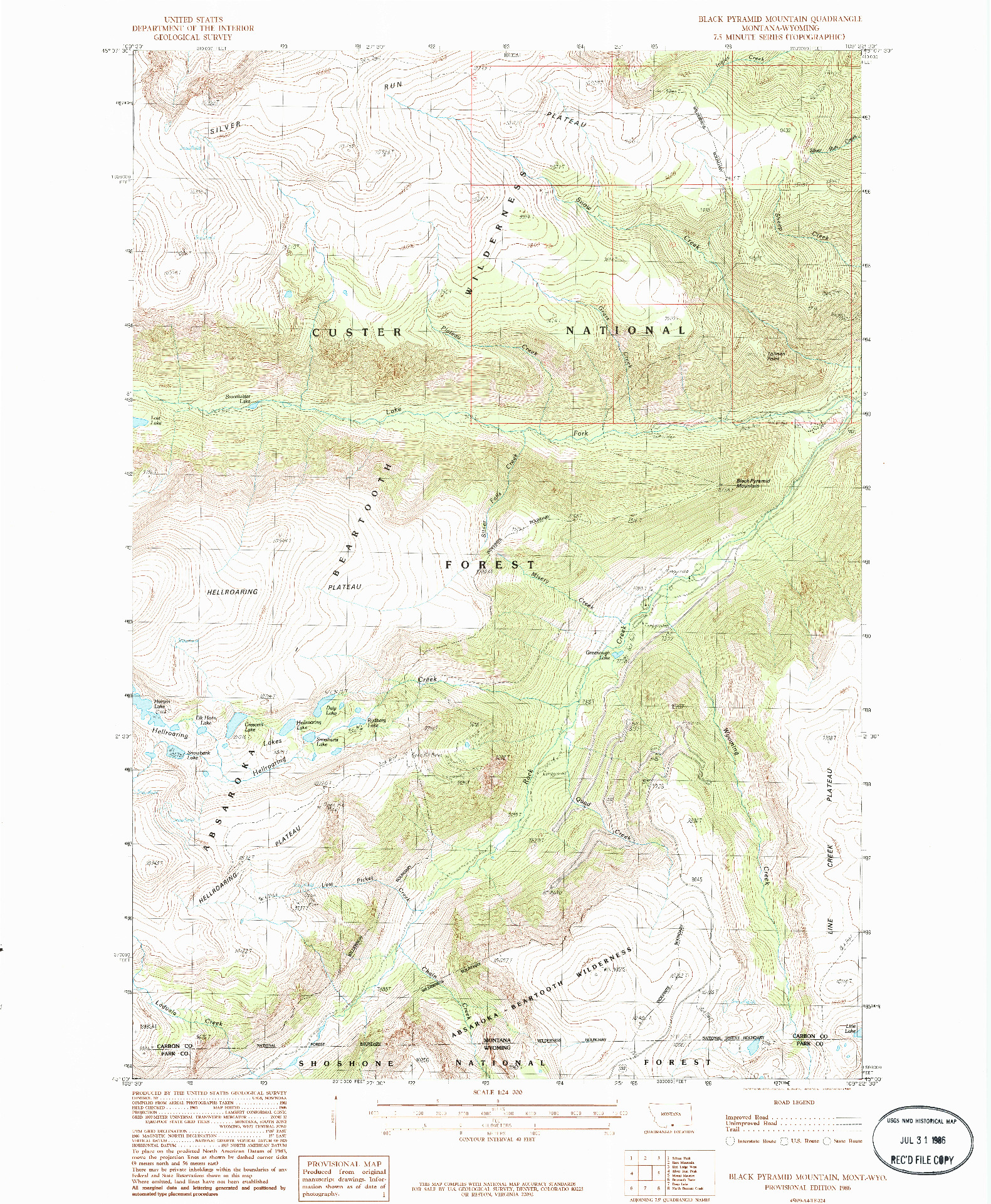 USGS 1:24000-SCALE QUADRANGLE FOR BLACK PYRAMID MOUNTAIN, MT 1986
