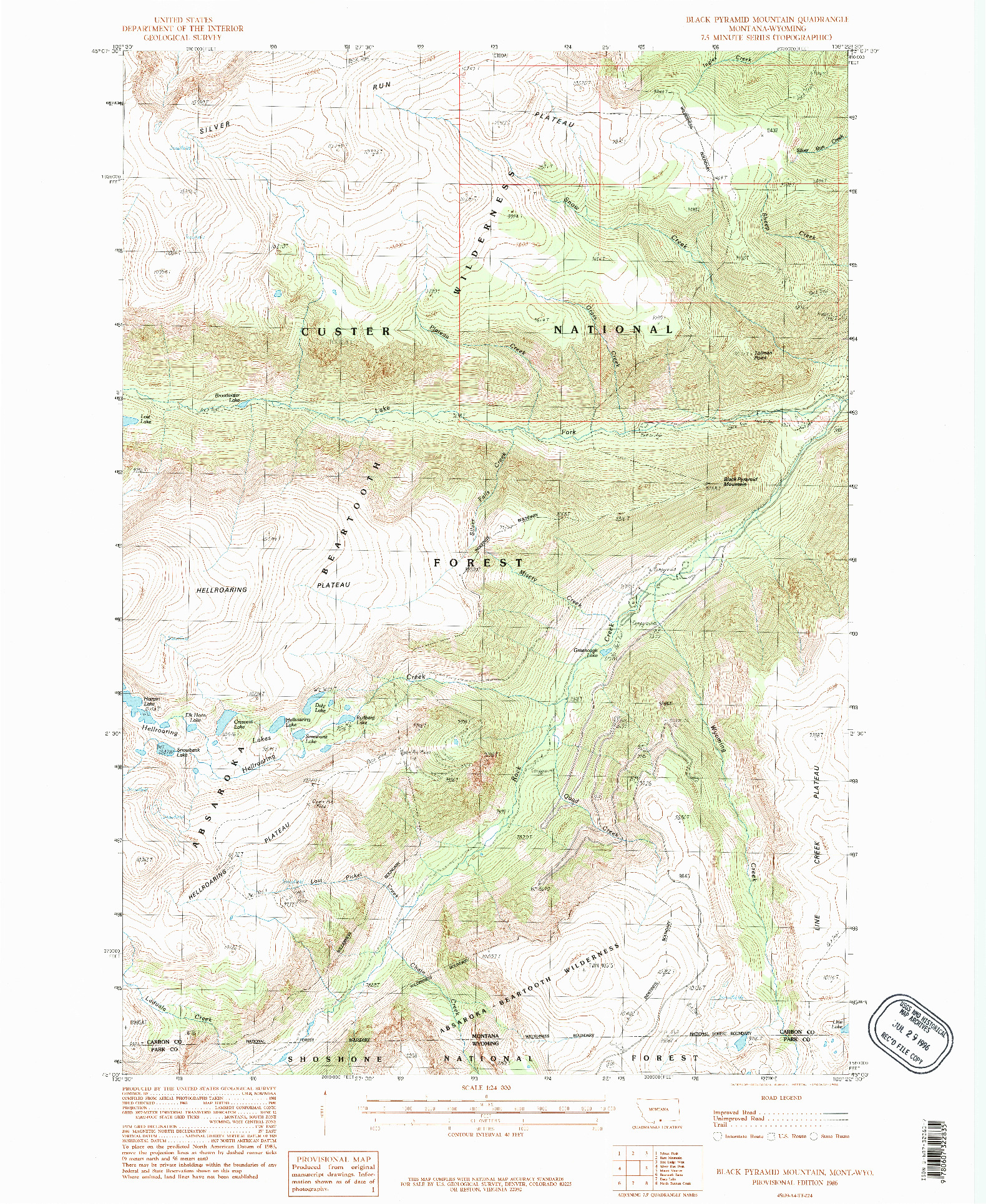 USGS 1:24000-SCALE QUADRANGLE FOR BLACK PYRAMID MOUNTAIN, MT 1986