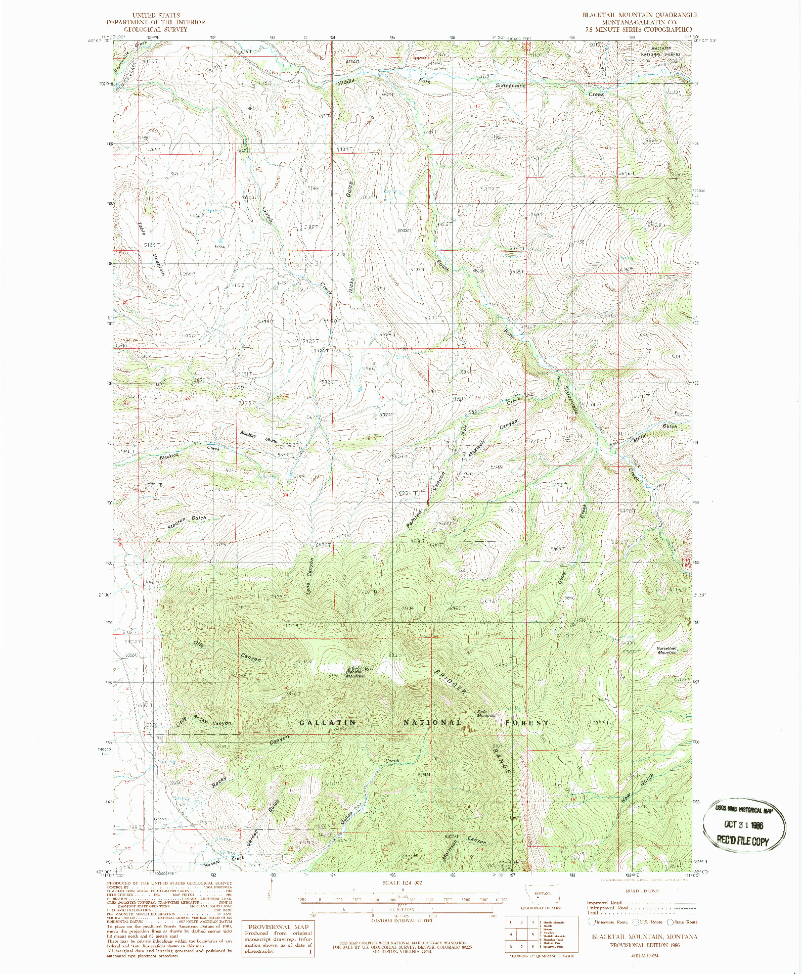 USGS 1:24000-SCALE QUADRANGLE FOR BLACKTAIL MOUNTAIN, MT 1986