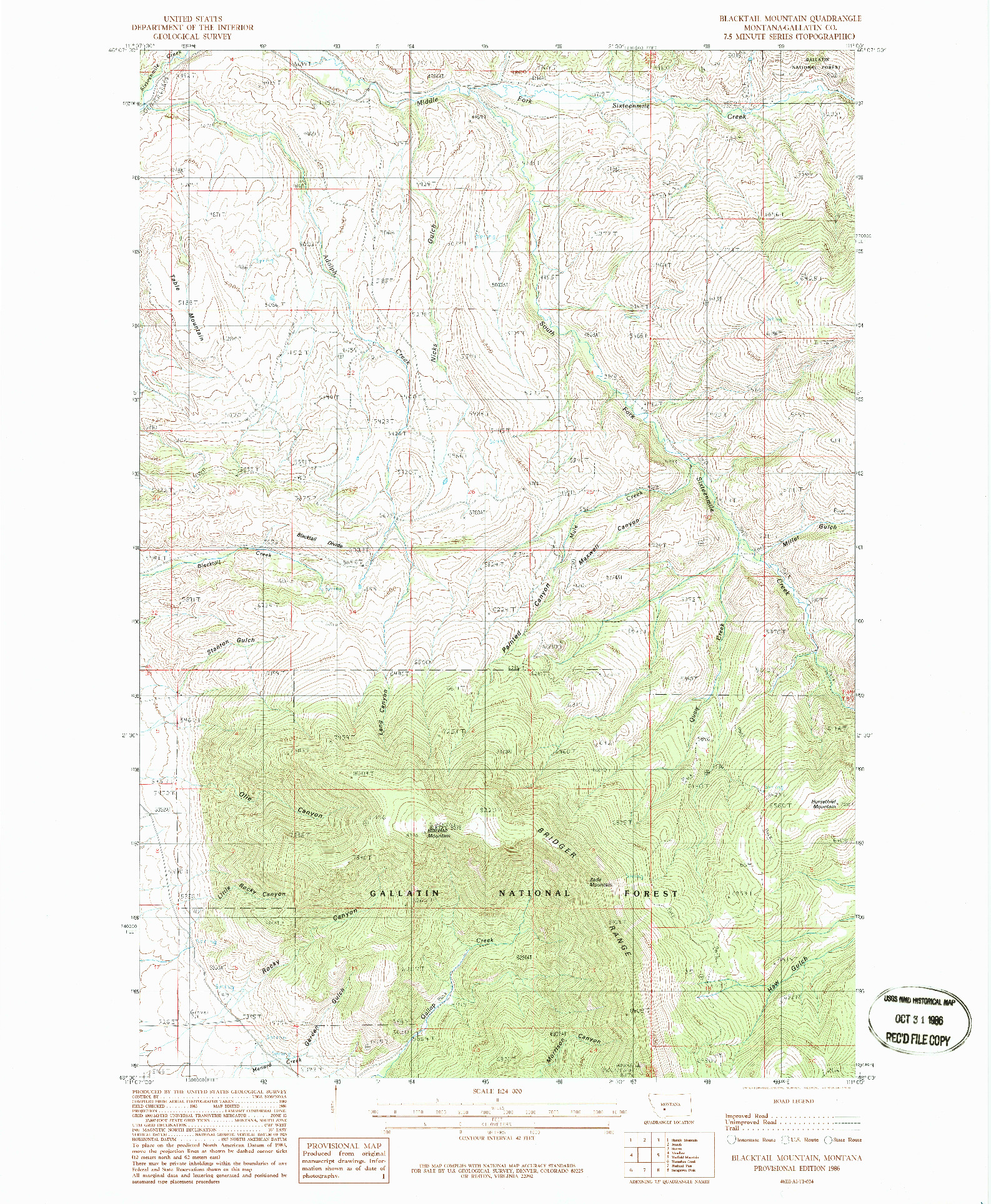 USGS 1:24000-SCALE QUADRANGLE FOR BLACKTAIL MOUNTAIN, MT 1986