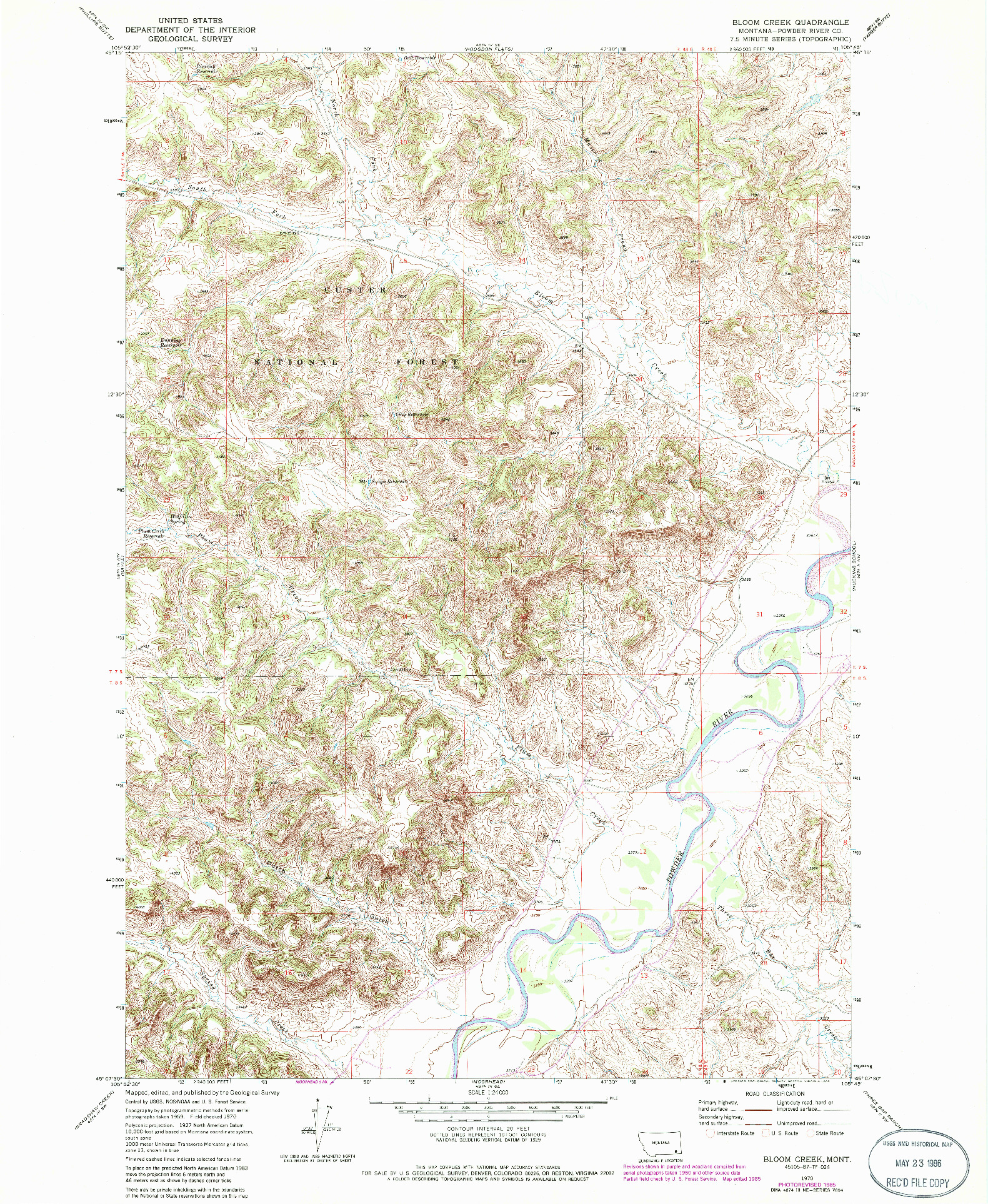 USGS 1:24000-SCALE QUADRANGLE FOR BLOOM CREEK, MT 1970