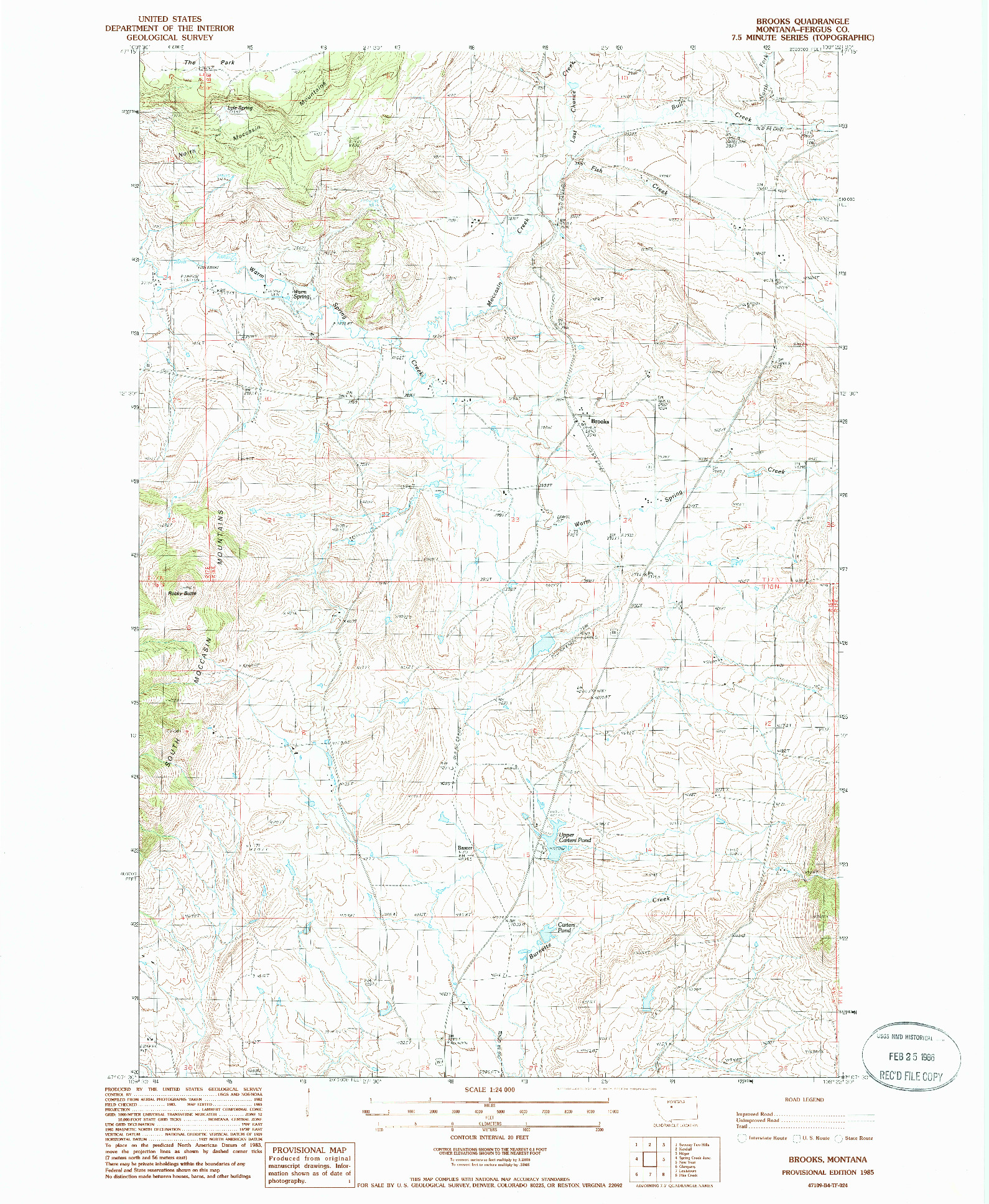 USGS 1:24000-SCALE QUADRANGLE FOR BROOKS, MT 1985