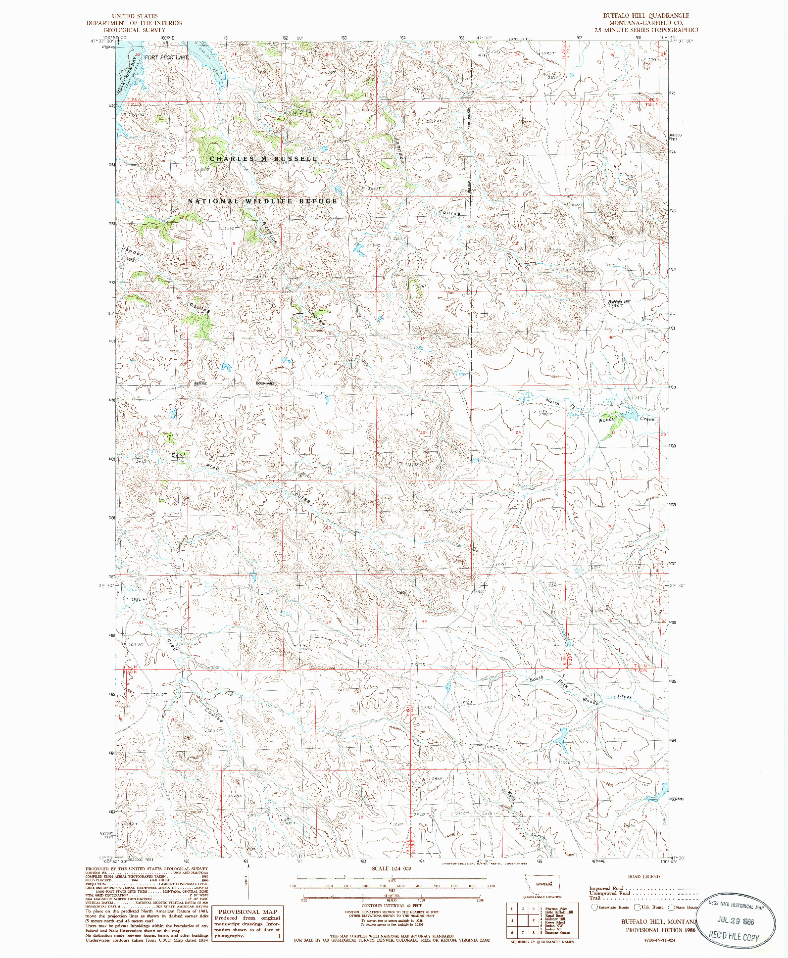 USGS 1:24000-SCALE QUADRANGLE FOR BUFFALO HILL, MT 1986