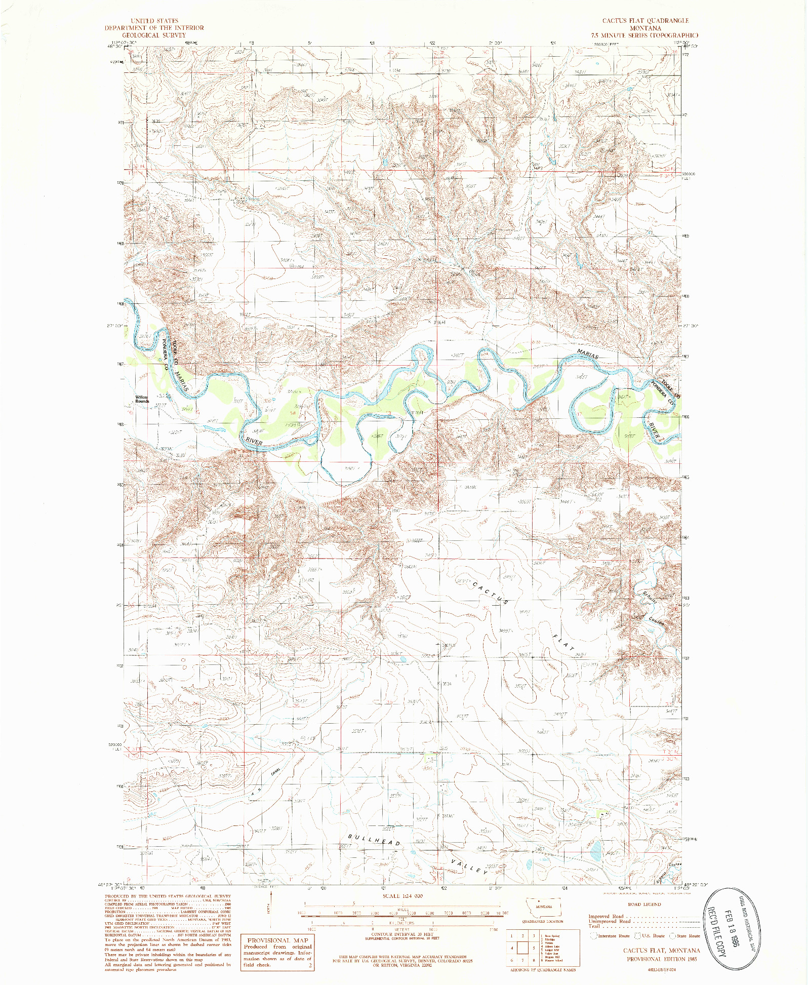 USGS 1:24000-SCALE QUADRANGLE FOR CACTUS FLAT, MT 1985