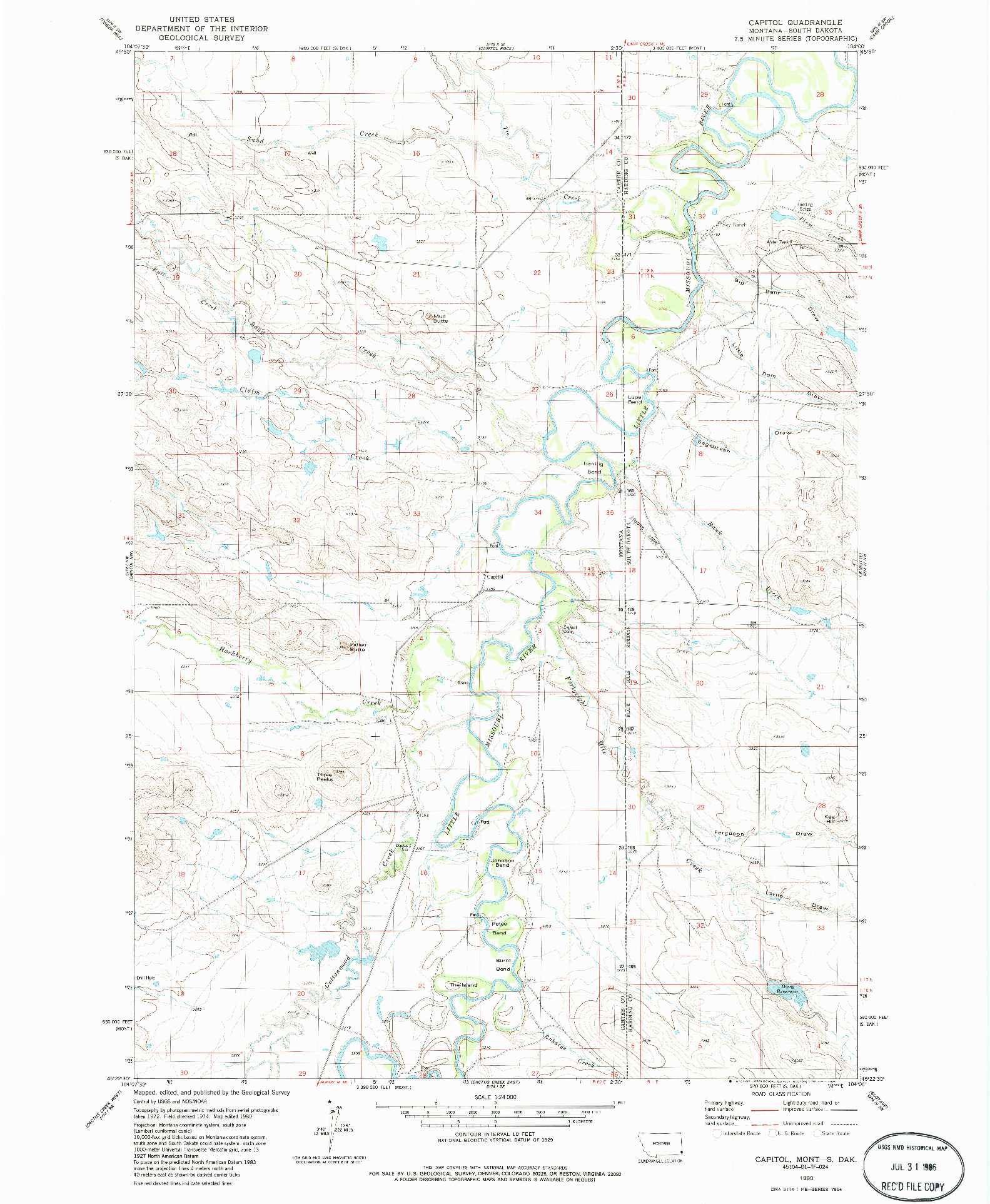 USGS 1:24000-SCALE QUADRANGLE FOR CAPITOL, MT 1980