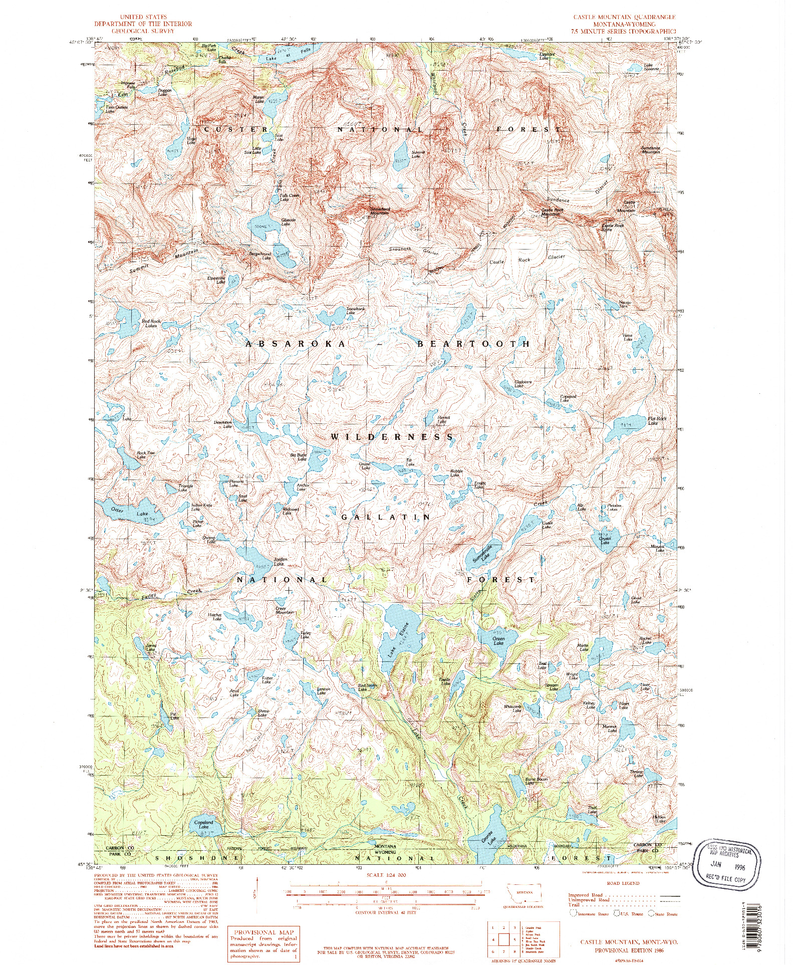 USGS 1:24000-SCALE QUADRANGLE FOR CASTLE MOUNTAIN, MT 1986