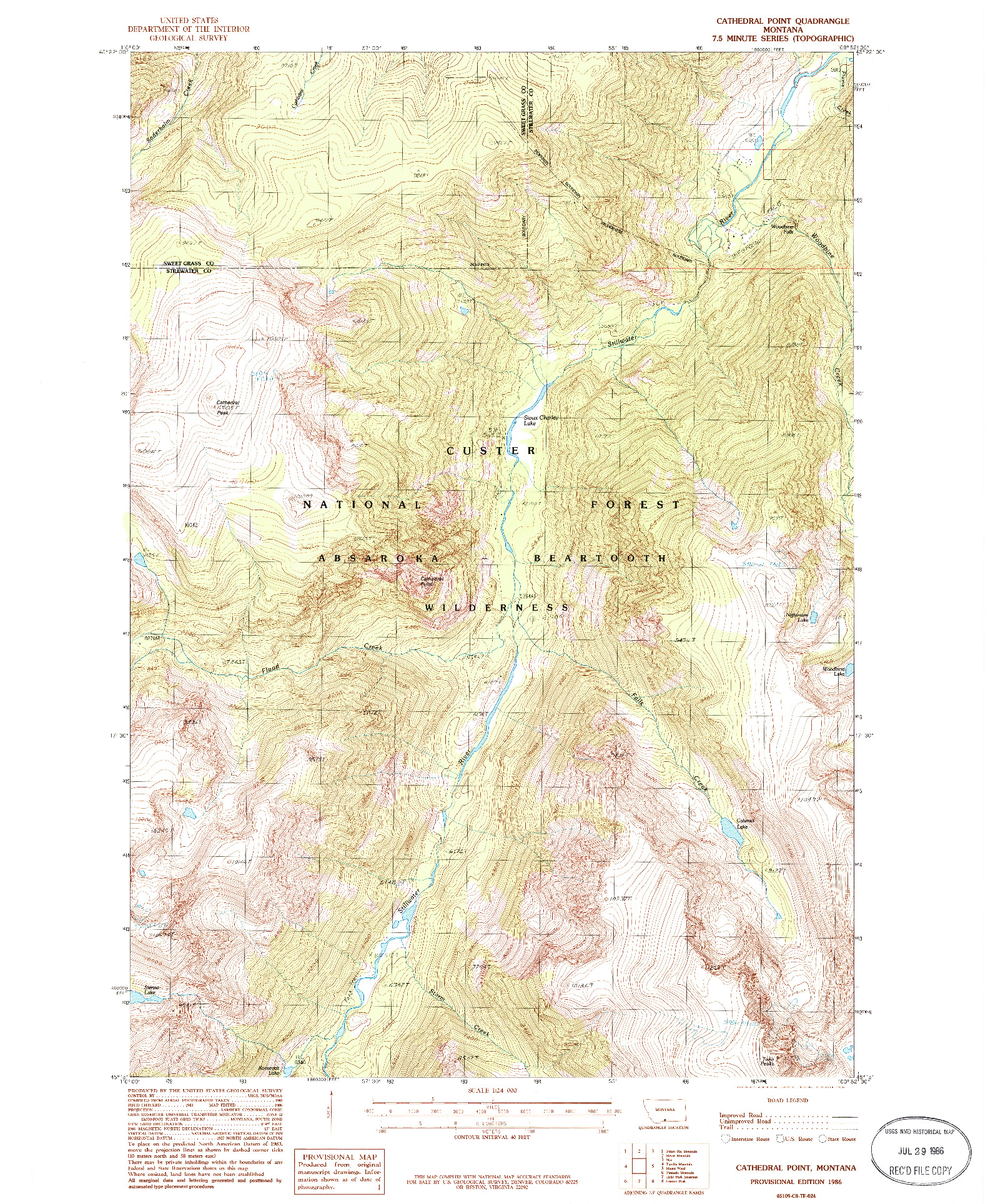 USGS 1:24000-SCALE QUADRANGLE FOR CATHEDRAL POINT, MT 1986