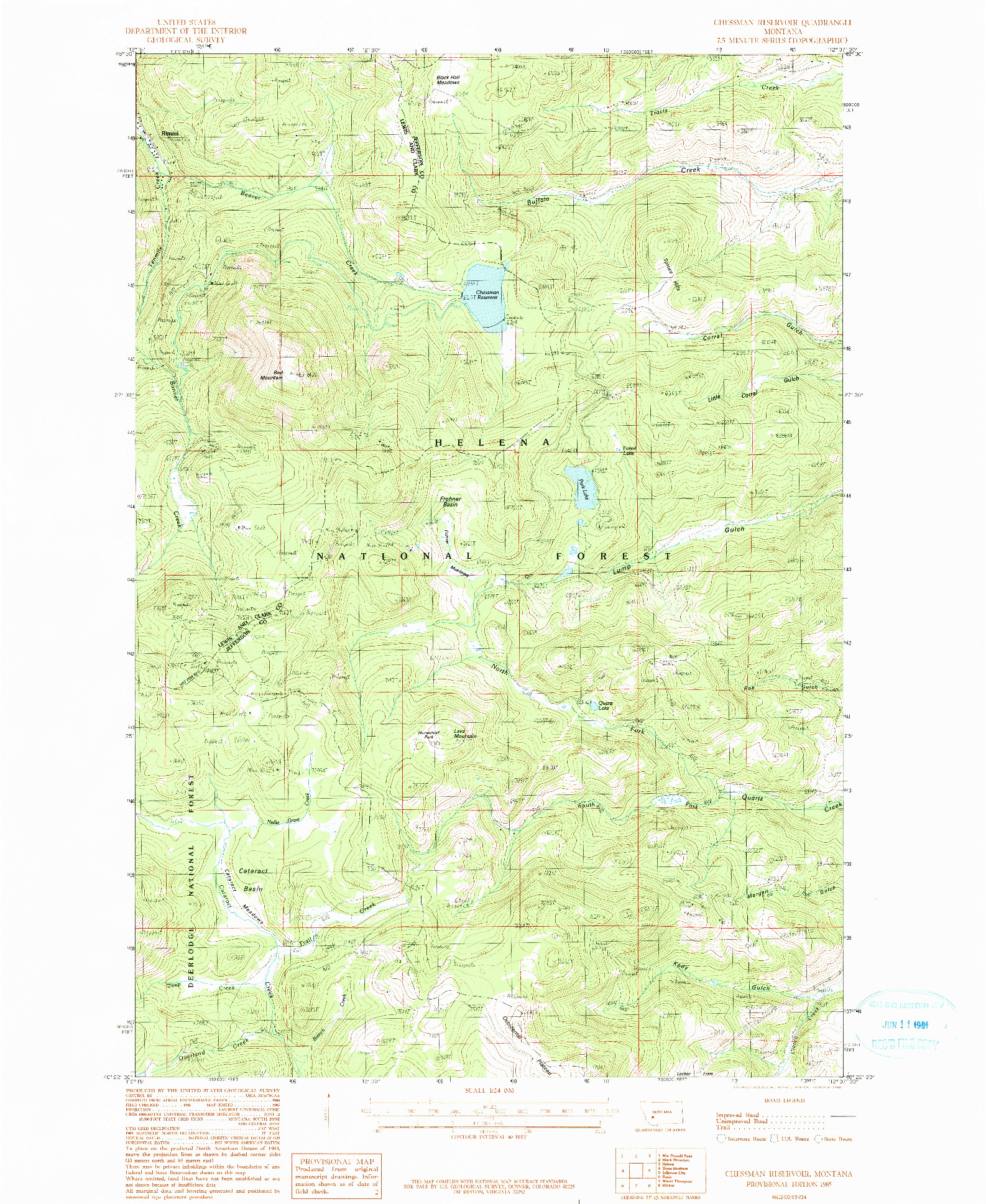 USGS 1:24000-SCALE QUADRANGLE FOR CHESSMAN RESERVOIR, MT 1985