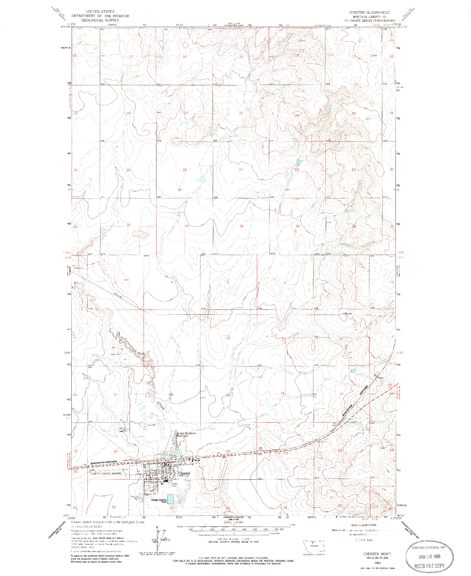 USGS 1:24000-SCALE QUADRANGLE FOR CHESTER, MT 1963