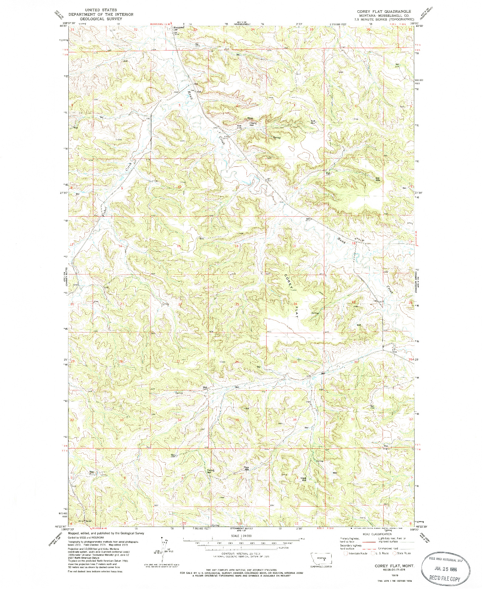 USGS 1:24000-SCALE QUADRANGLE FOR COREY FLAT, MT 1979