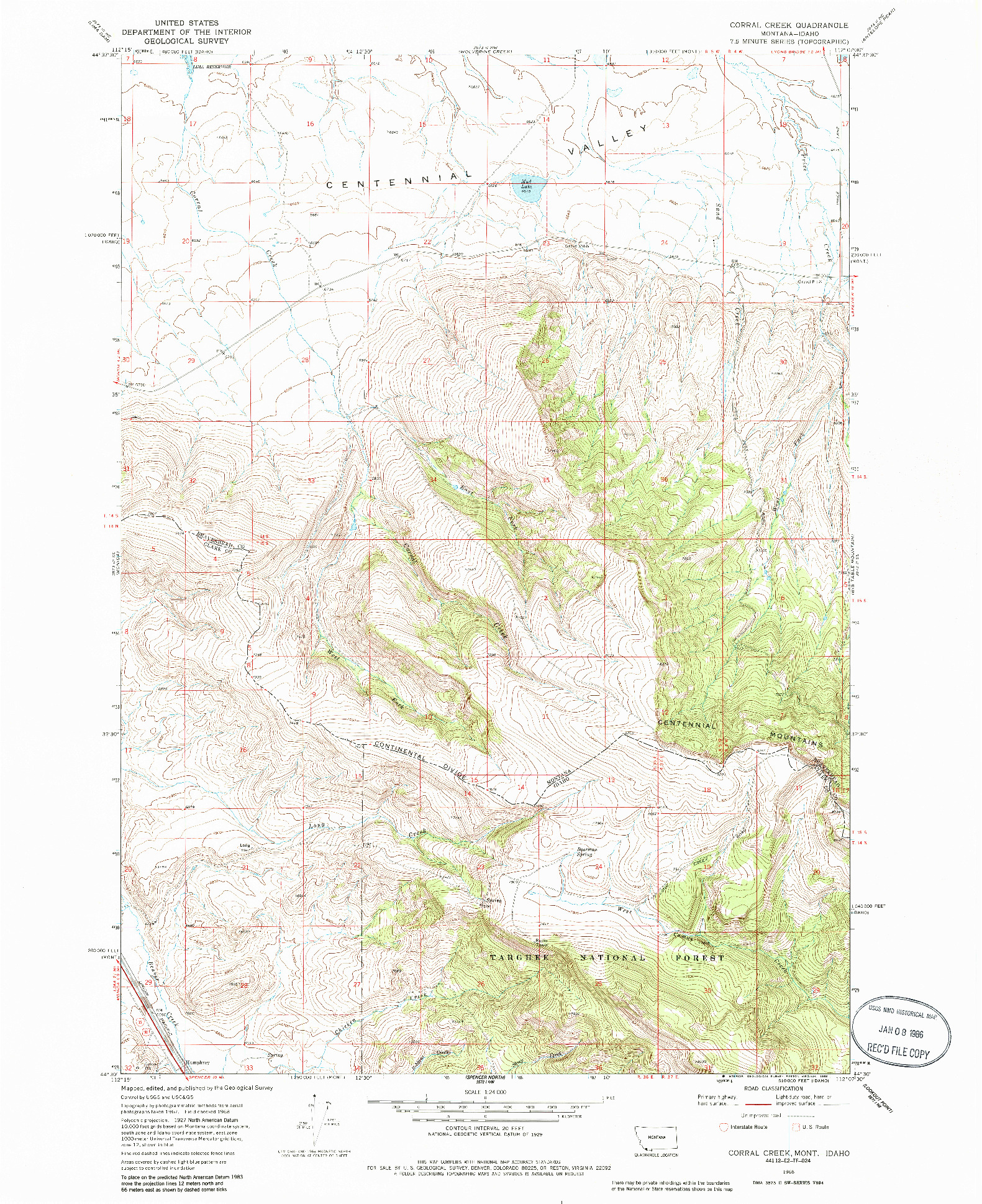 USGS 1:24000-SCALE QUADRANGLE FOR CORRAL CREEK, MT 1968