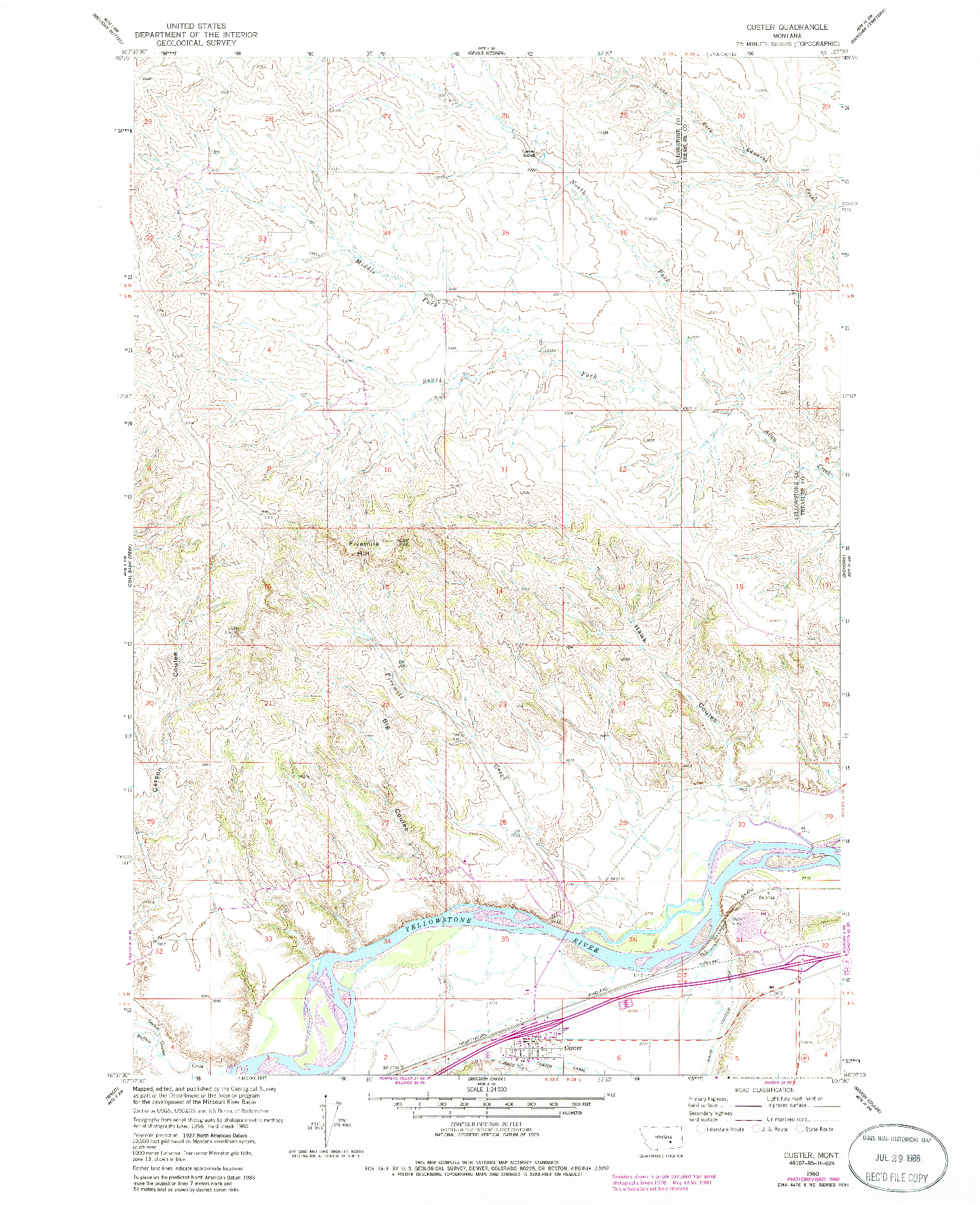 USGS 1:24000-SCALE QUADRANGLE FOR CUSTER, MT 1960