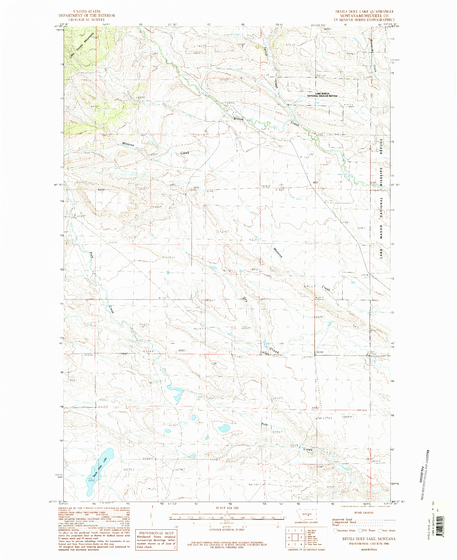 USGS 1:24000-SCALE QUADRANGLE FOR DEVILS HOLE LAKE, MT 1986