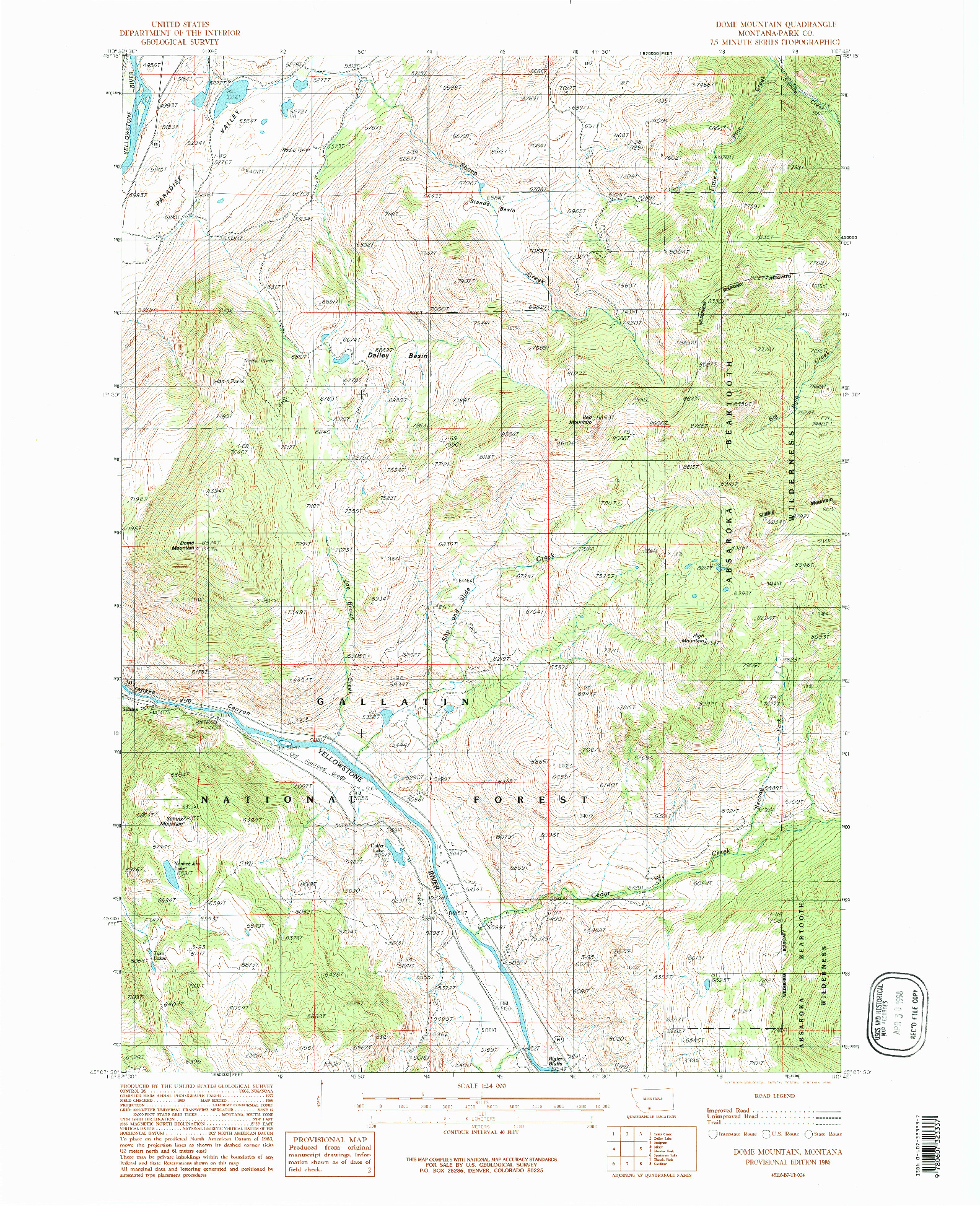 USGS 1:24000-SCALE QUADRANGLE FOR DOME MOUNTAIN, MT 1986