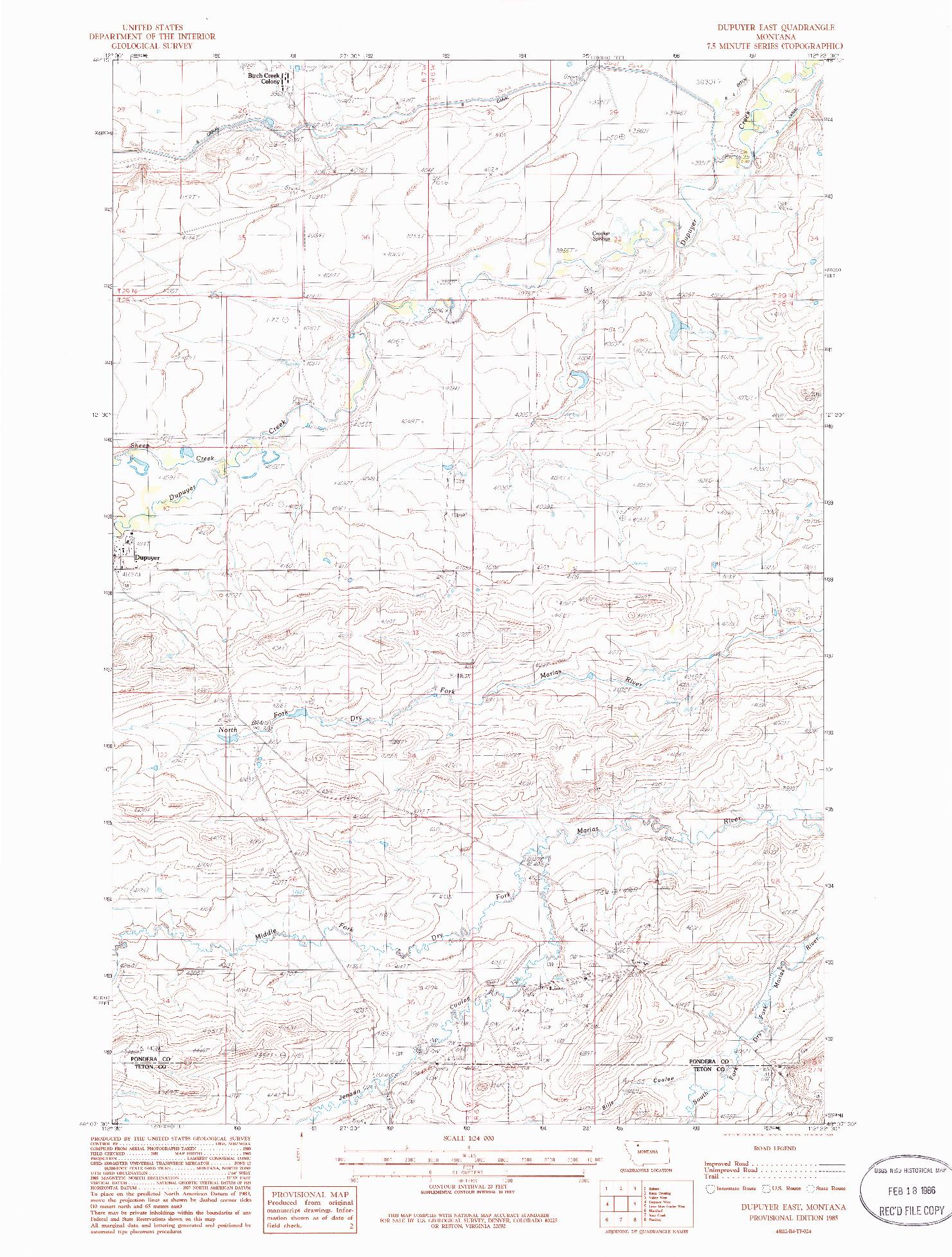 USGS 1:24000-SCALE QUADRANGLE FOR DUPUYER EAST, MT 1985