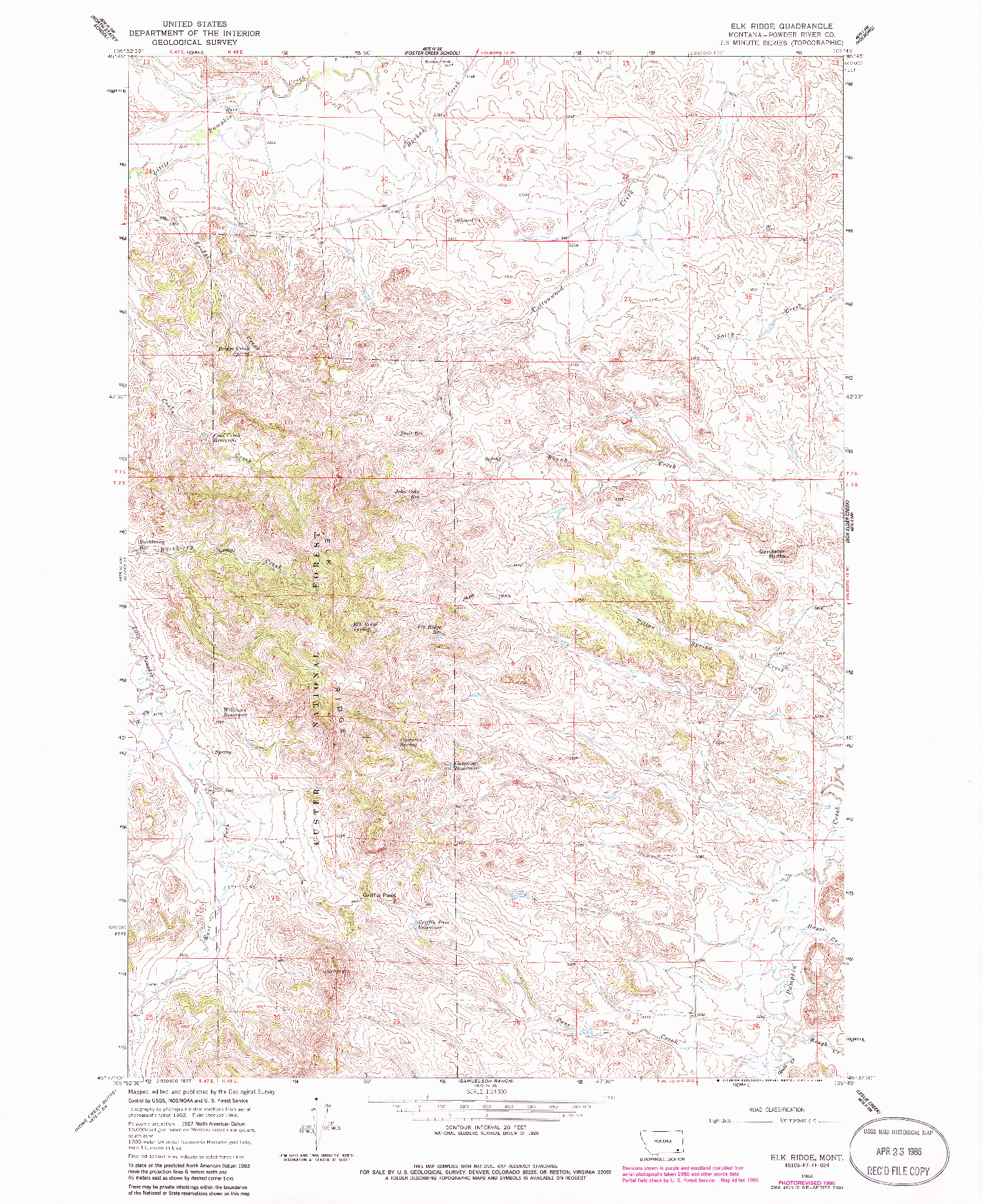 USGS 1:24000-SCALE QUADRANGLE FOR ELK RIDGE, MT 1966