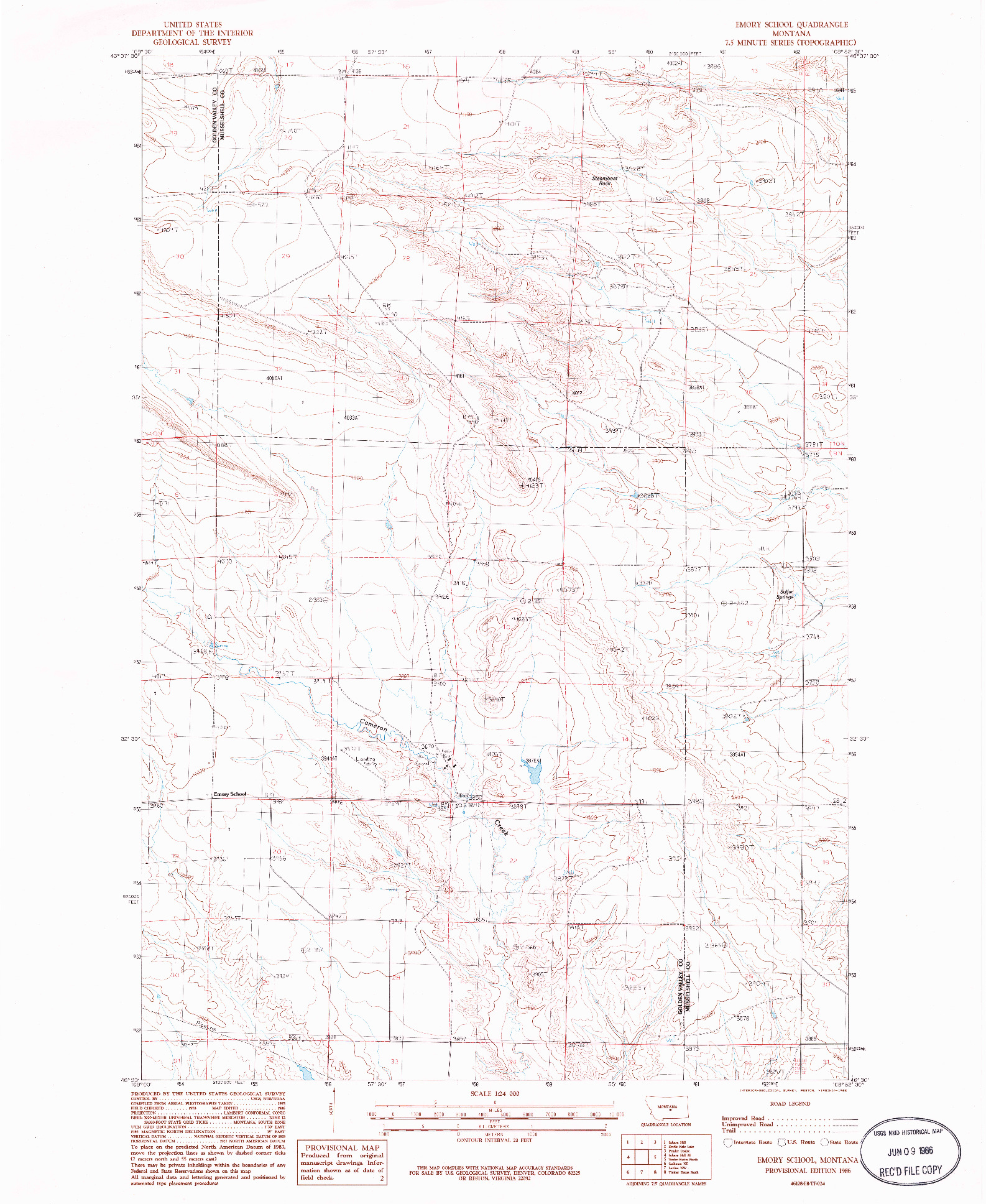 USGS 1:24000-SCALE QUADRANGLE FOR EMORY SCHOOL, MT 1986