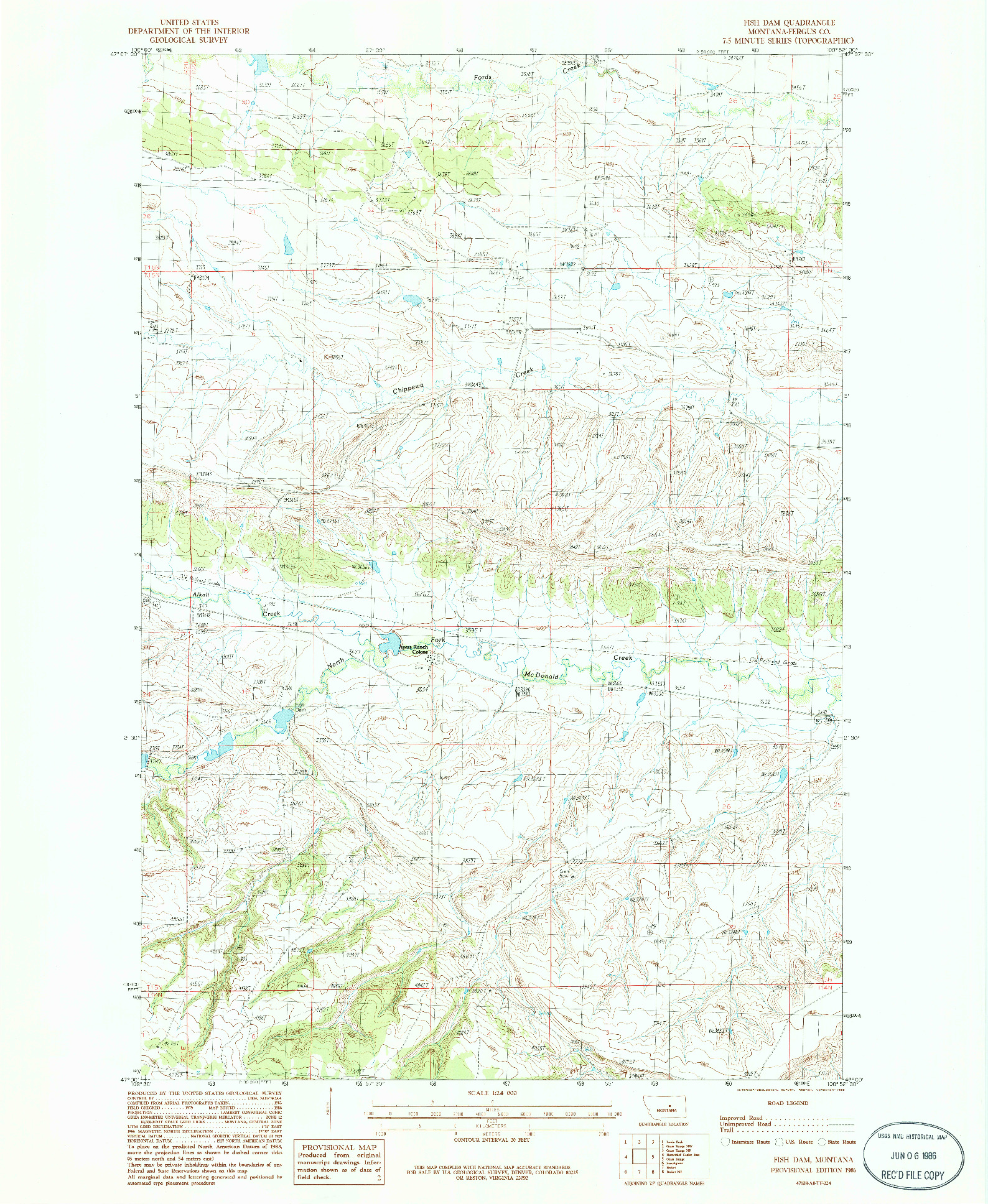 USGS 1:24000-SCALE QUADRANGLE FOR FISH DAM, MT 1986