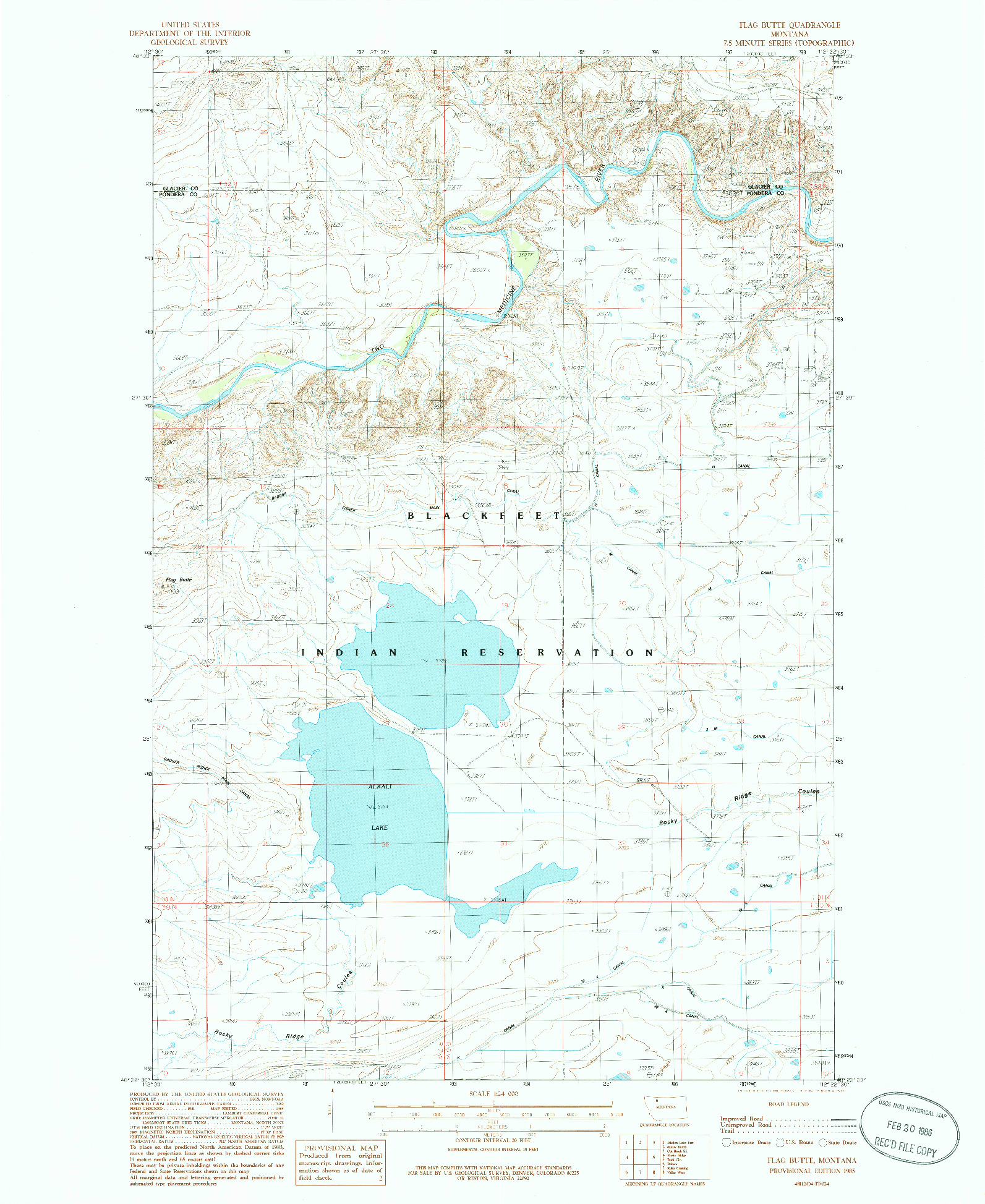 USGS 1:24000-SCALE QUADRANGLE FOR FLAG BUTTE, MT 1985