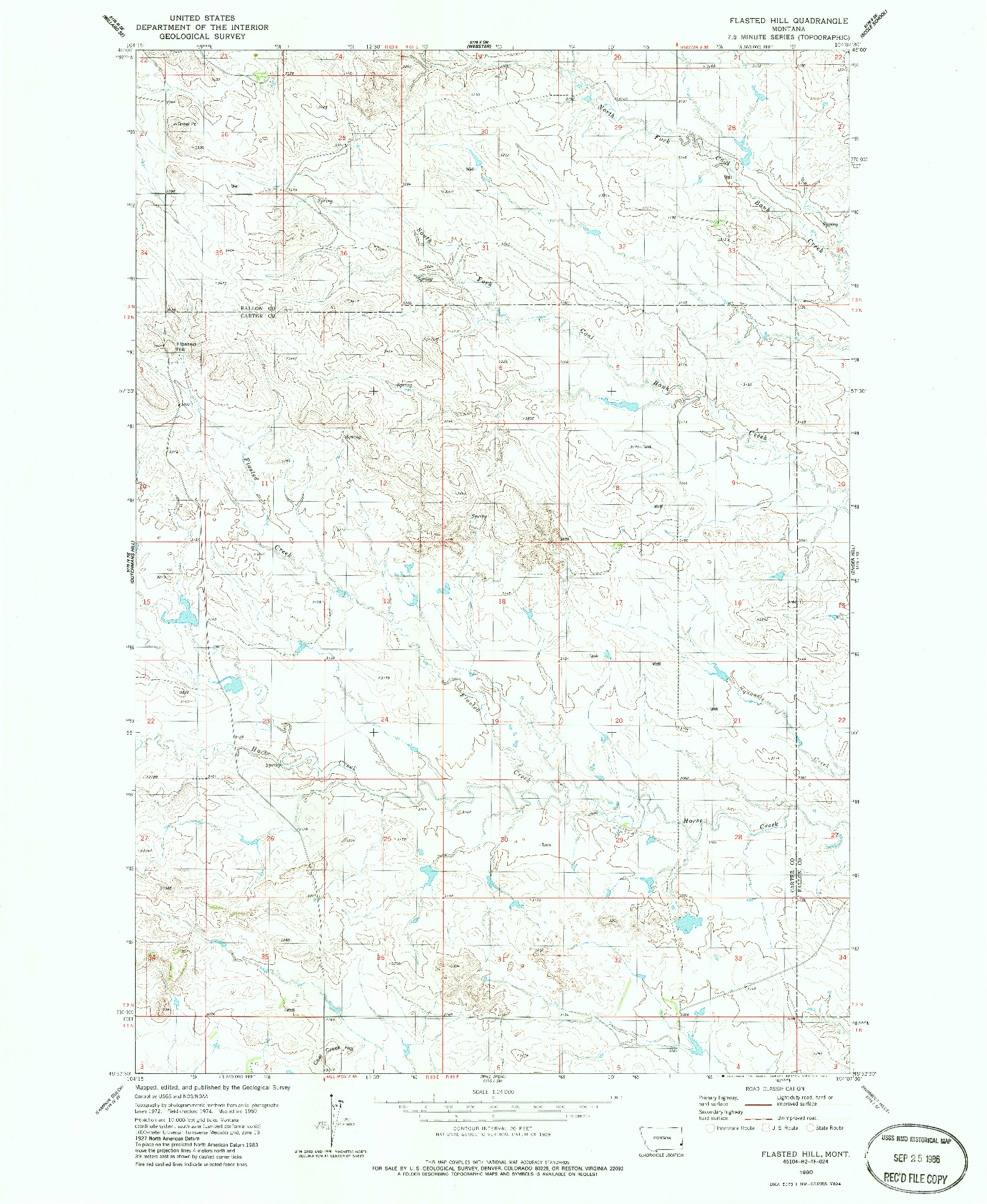 USGS 1:24000-SCALE QUADRANGLE FOR FLASTED HILL, MT 1980