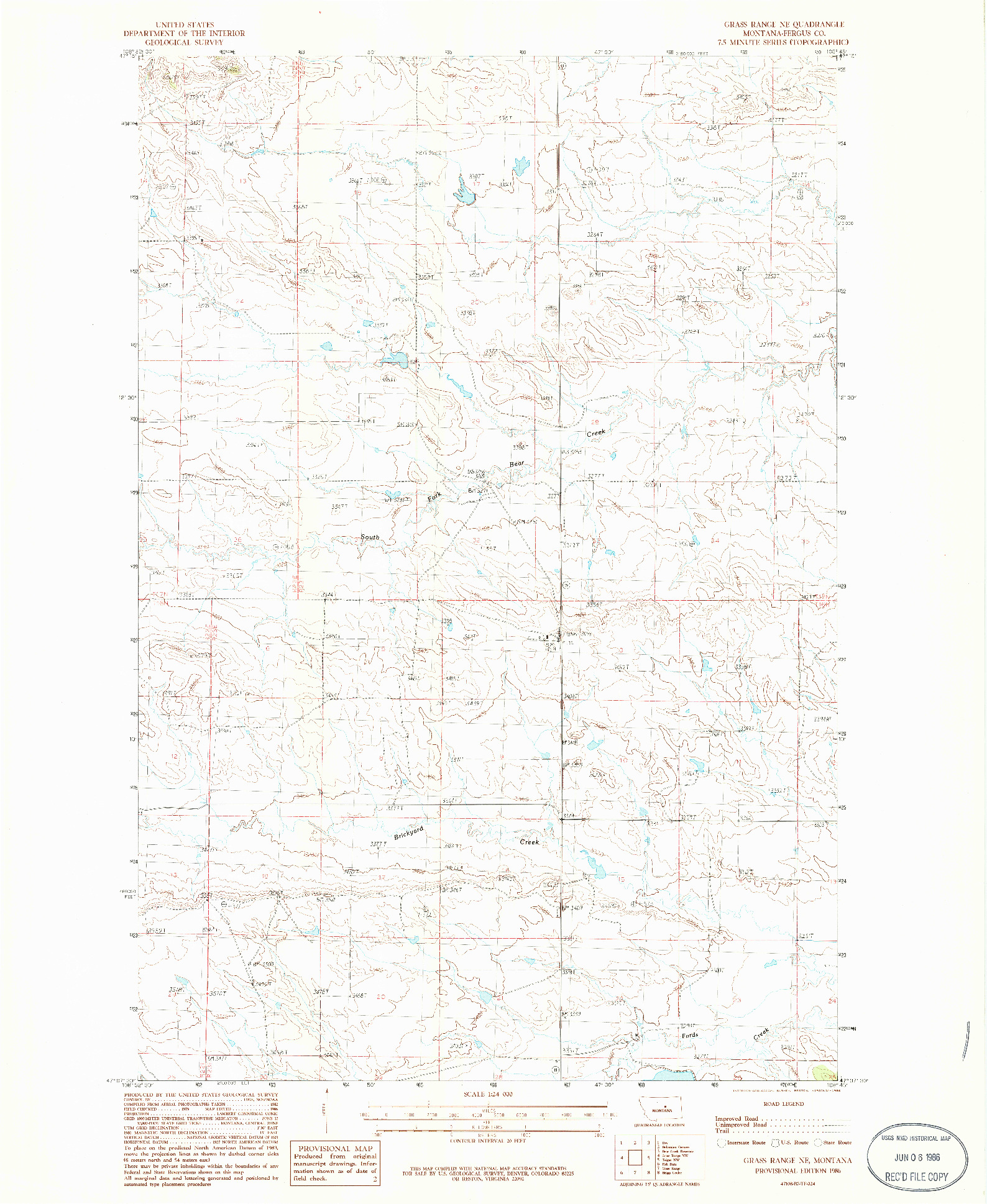 USGS 1:24000-SCALE QUADRANGLE FOR GRASS RANGE NE, MT 1986