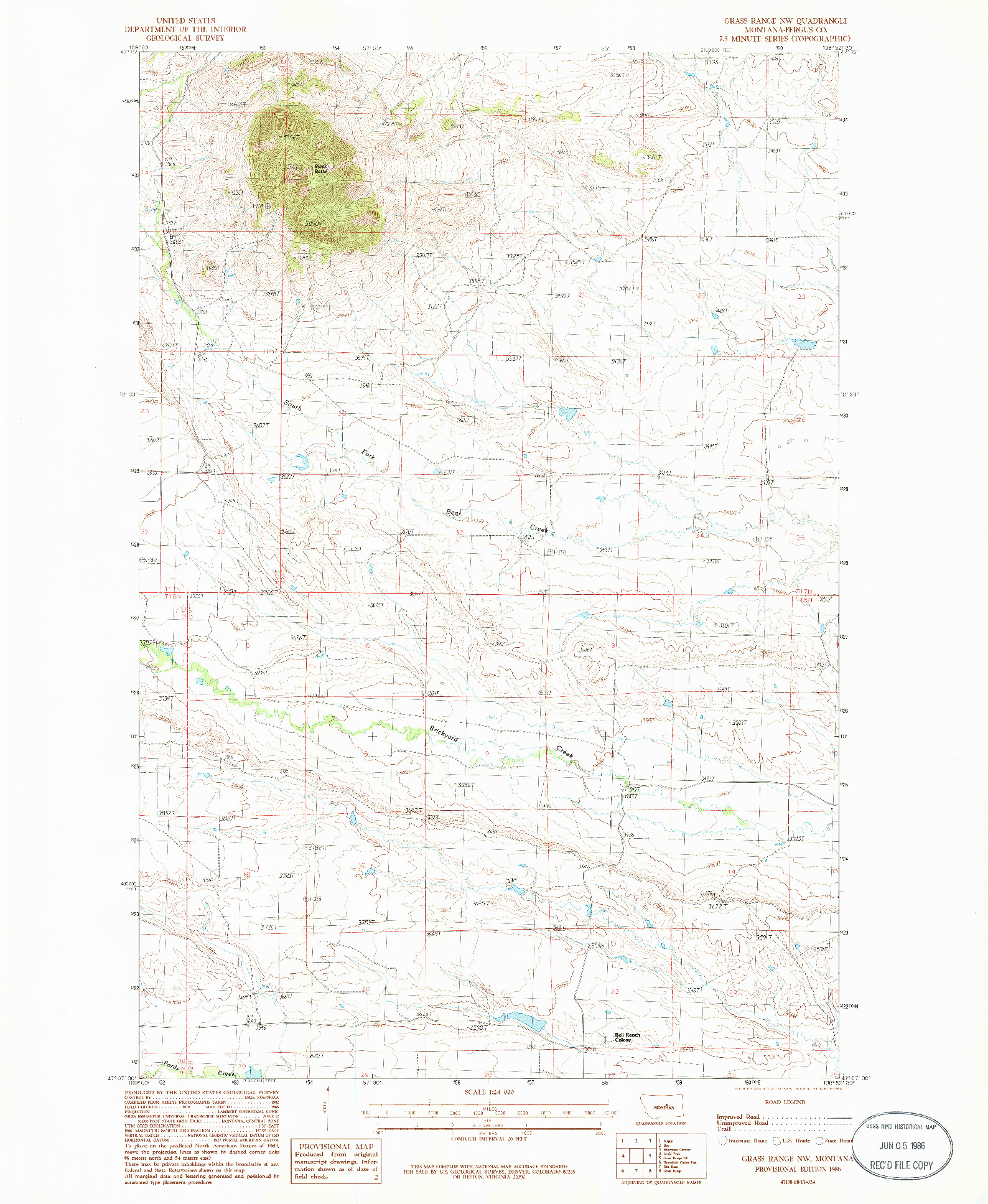 USGS 1:24000-SCALE QUADRANGLE FOR GRASS RANGE NW, MT 1986