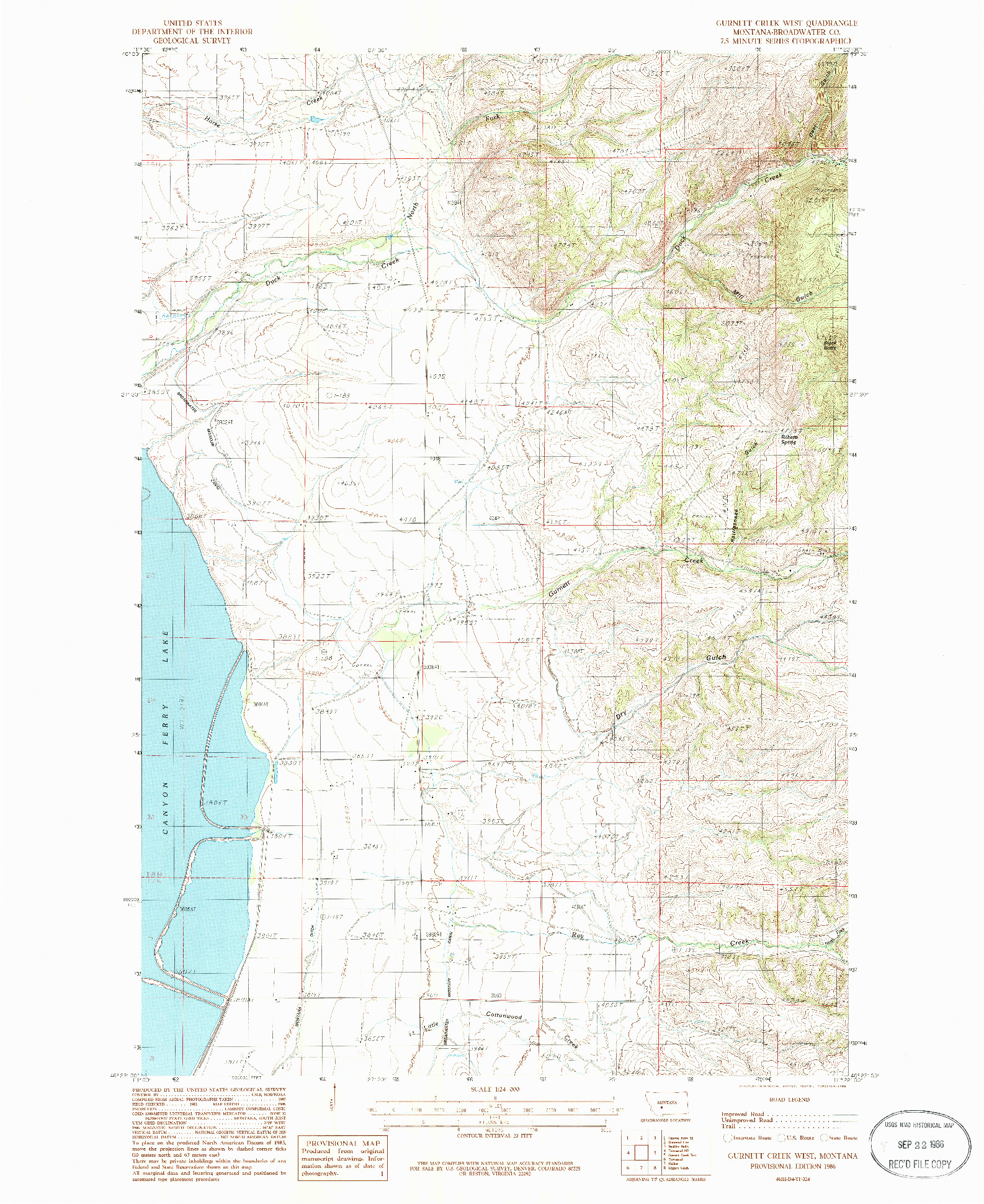 USGS 1:24000-SCALE QUADRANGLE FOR GURNETT CREEK WEST, MT 1986