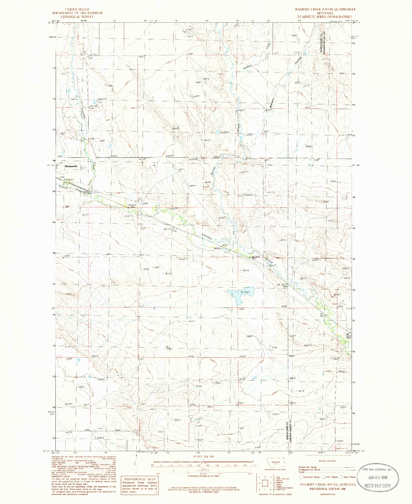 USGS 1:24000-SCALE QUADRANGLE FOR HALBERT CREEK SOUTH, MT 1986